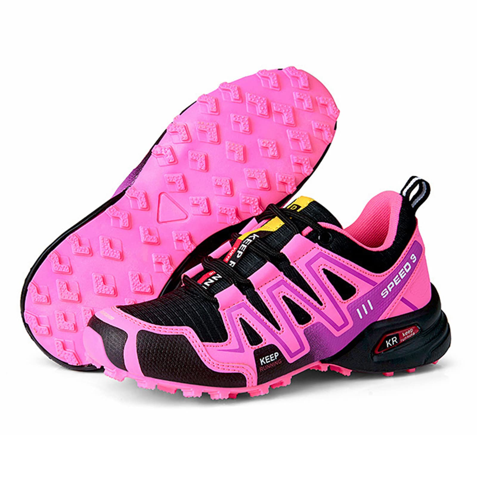 **WYUKN Men's Mountain Bike Cycling Shoes - New Upgrade Premium MTB Bike Shoes for Men - Size 38EU (Pink) - Ideal for Trail Riding & Off-Road Adventures**
