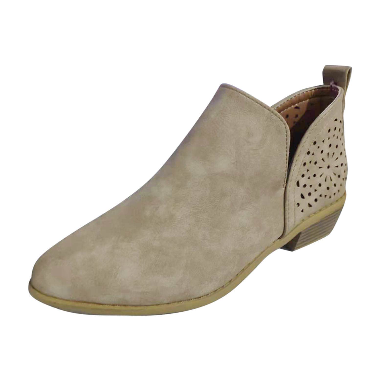 Women's Fashion Sock Boots - Hollow Heel Short Solid Boots with Round Toe & Shallow Mouth - Trendy Colors for Casual Wear & Night Out