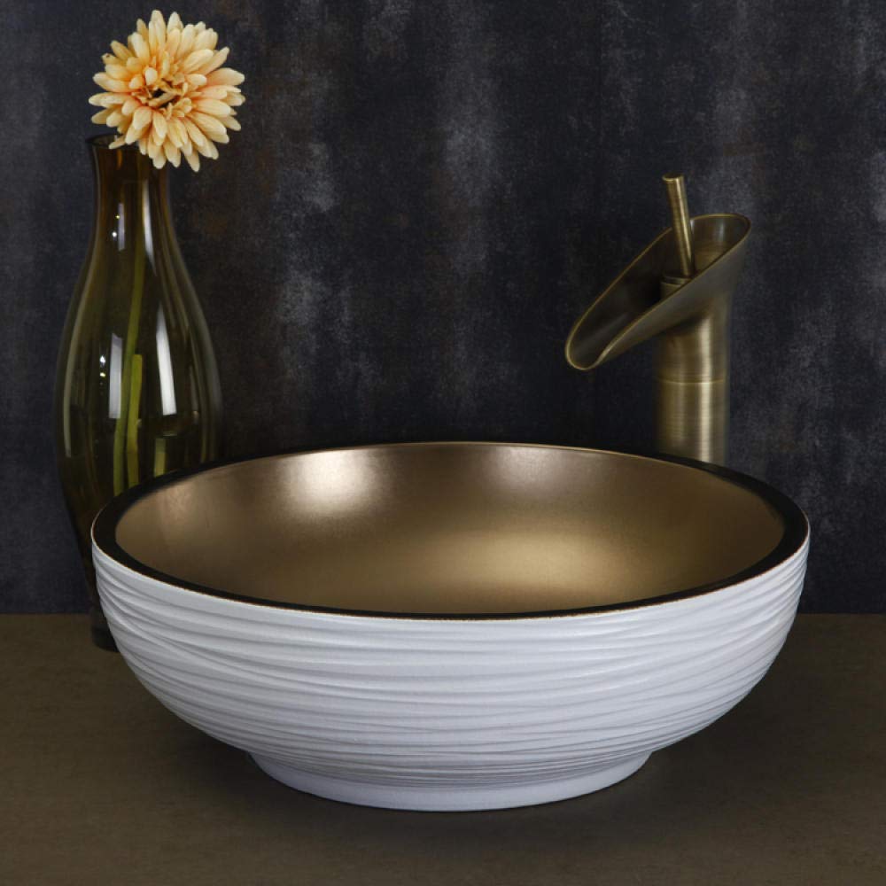 Handmade Ceramic Countertop Basin - Artisan Above Counter Bathroom Sink with Modern Design for Vanity & Powder Room | Durable Sanitary Wash Basin for Home & Commercial Use