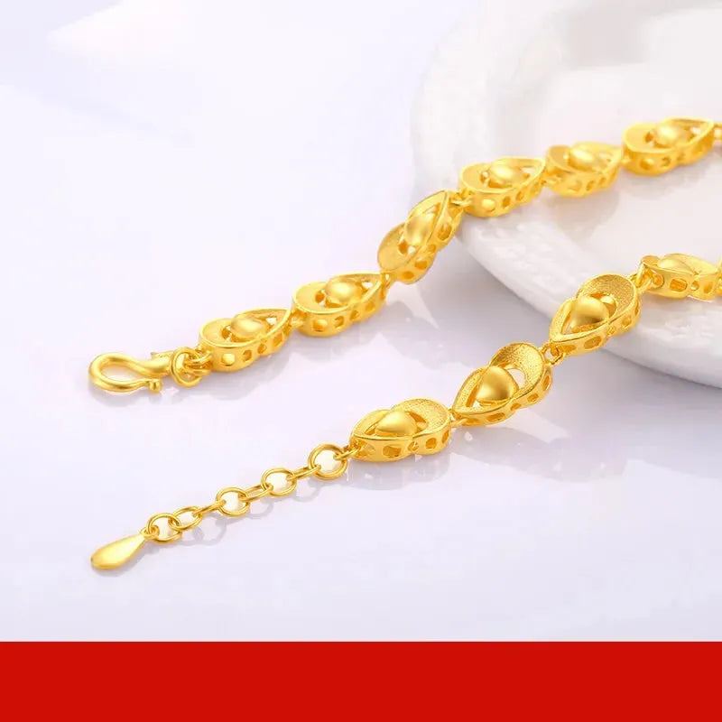24K Pure Gold Bracelet for Women - 999 Solid Real Gold Bangle, Elegant Romantic Classic Jewelry Gift for Anniversary, Valentine's Day & Special Occasions