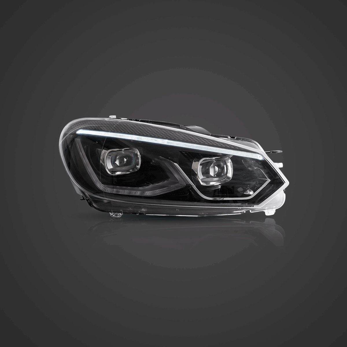 LED Headlight Assembly Dual Beam Projector Black for 2008-2014 Volkswagen Golf 6th Gen (Mk6/A6 Typ 5K) - High Performance Replacement Headlights for Night Driving & Off-Road Use