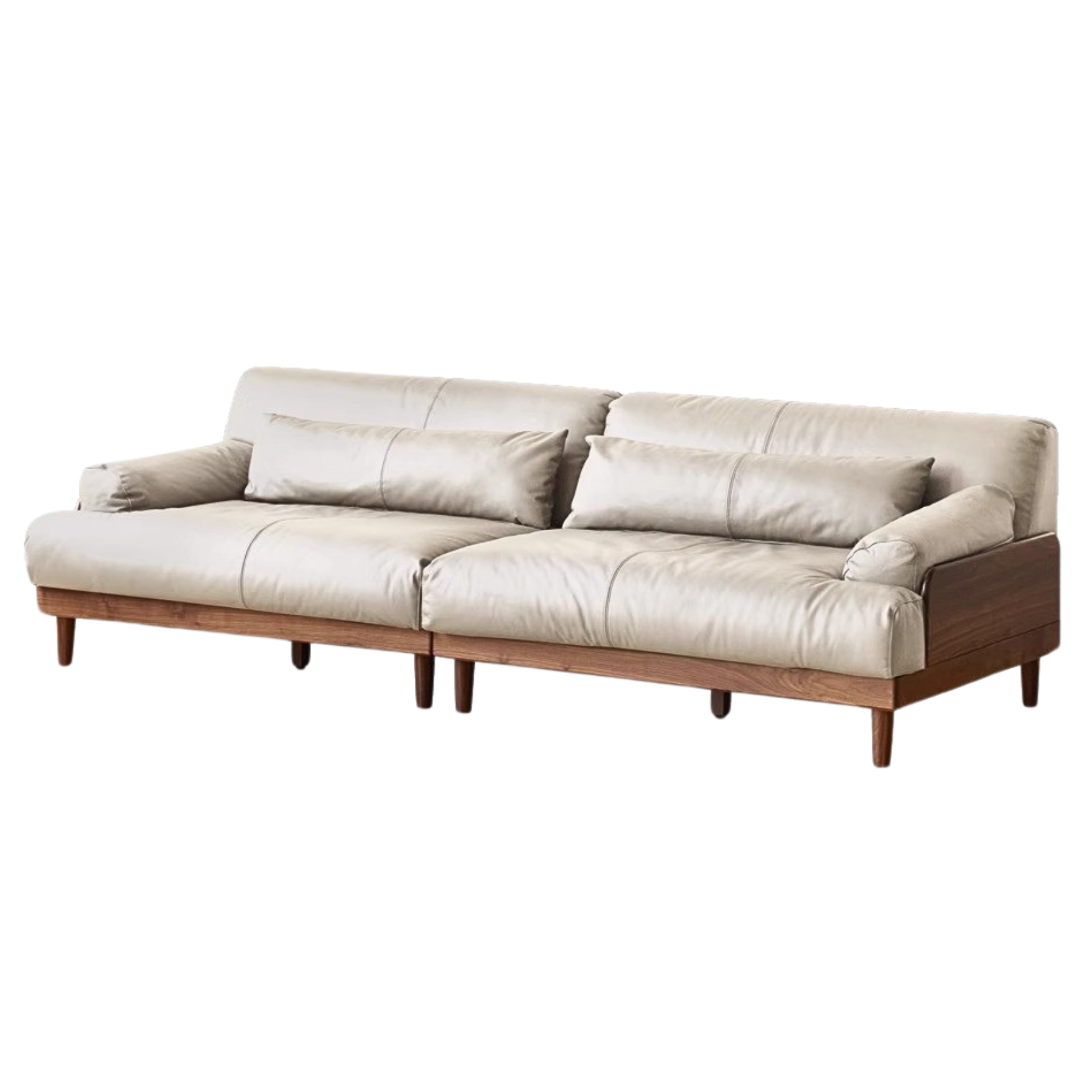 Premium Black Walnut & Oak Solid Wood Leather Recliner Sofa - Luxurious Comfort for Living Room, Lounge & Home Theater