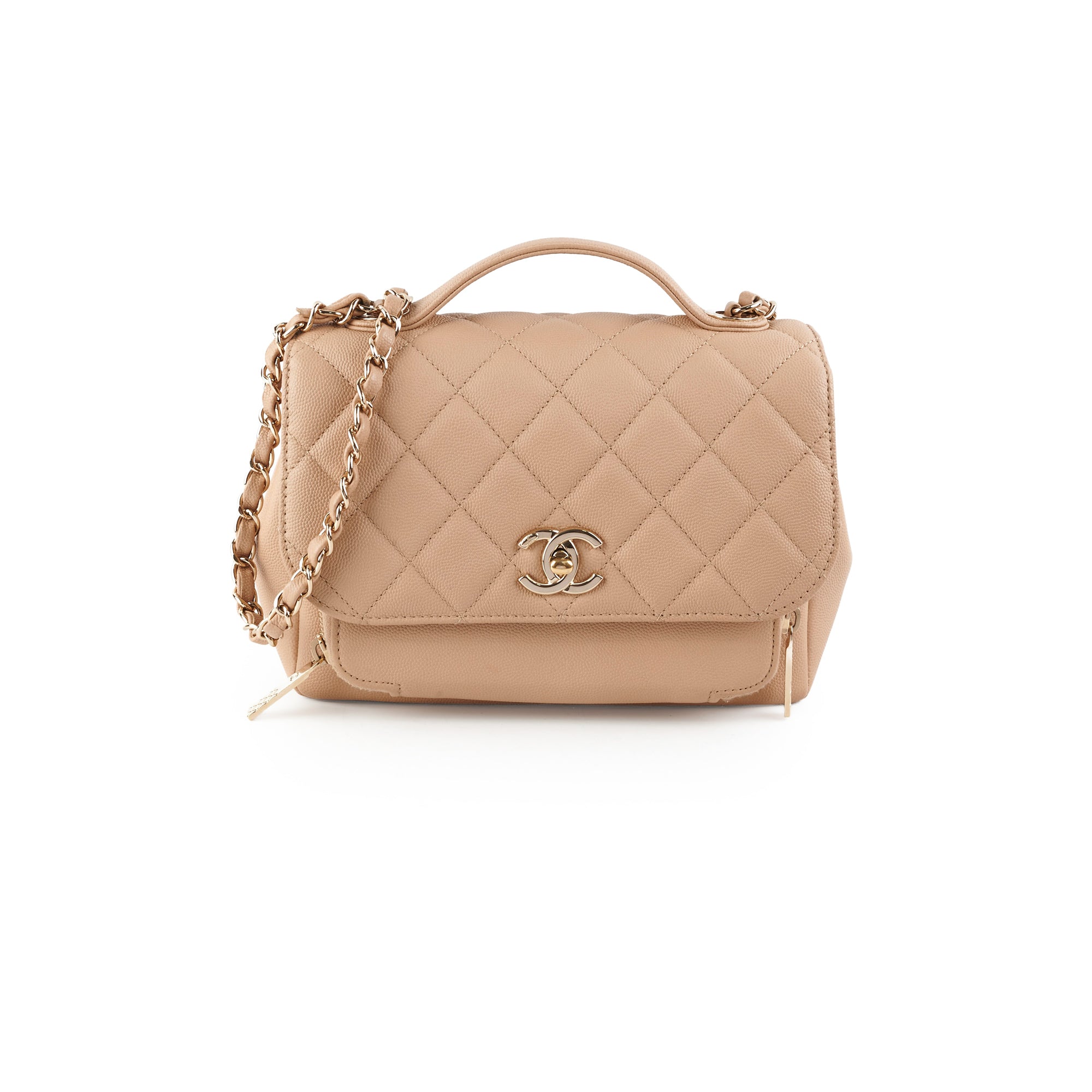 Chanel Business Affinity Beige Leather Medium Flap Bag - Luxury Designer Handbag for Women, Perfect for Office, Work & Professional Occasions