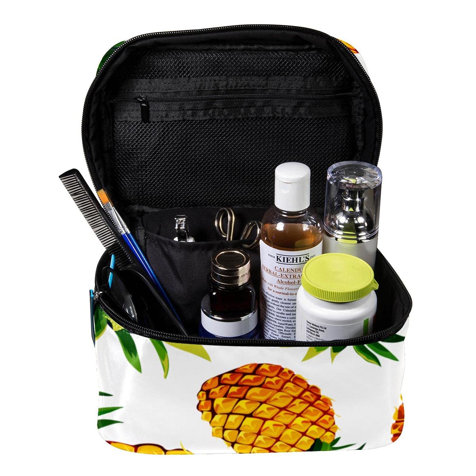 Large Pineapple Travel Makeup Bag - Waterproof Cosmetic Organizer with Zipper for Women & Girls | Perfect for Vacation, Gym, Beach Trips & Daily Essentials Storage