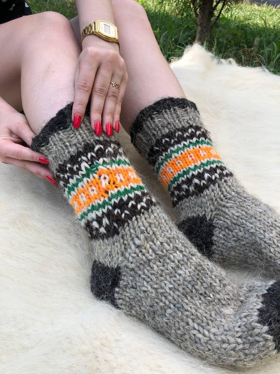 Premium Grey Wool Socks for Women (US 5-5.5) - Hand Knitted Thick Winter Socks, Organic Merino Wool, Extra Warm Bed Socks - Perfect for Cold Weather, Home Comfort & Outdoor Activities