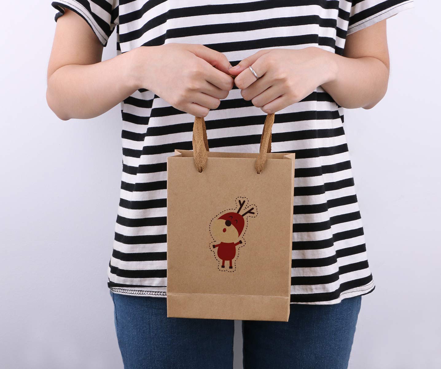 50-Pack Brown Kraft Paper Gift Bags with Handles - 5.9