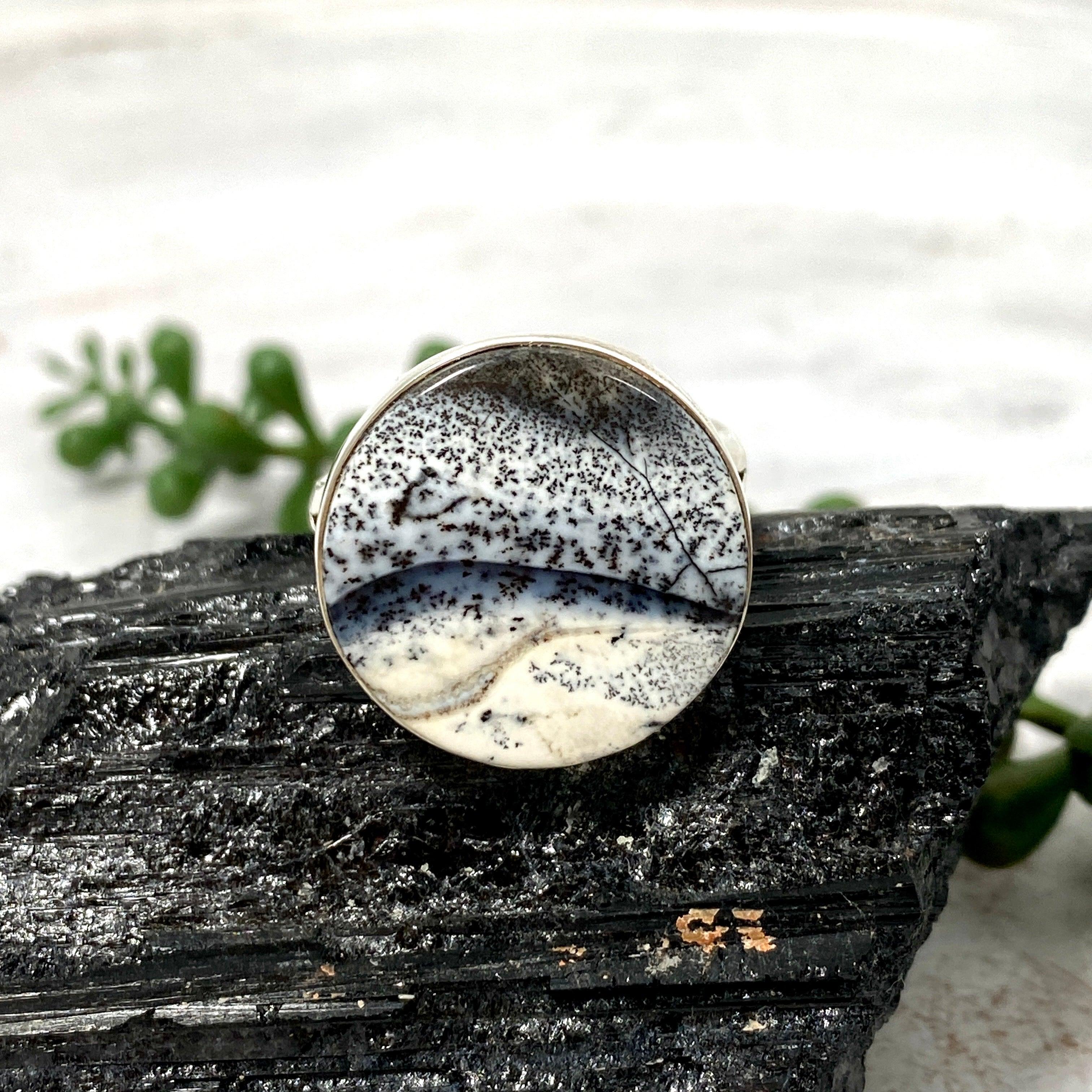 Dendritic Opal Round Ring Size 11 - KRGJ2296 | Elegant Handmade Jewelry for Women, Perfect for Weddings, Parties & Special Occasions