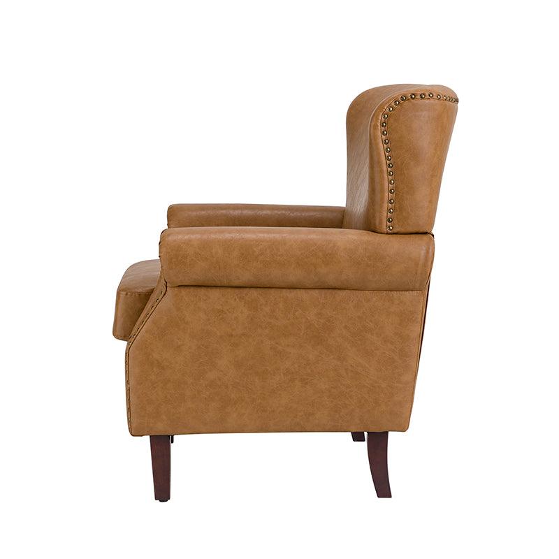 Luna Faux Leather Armchair - Modern PU Leather Accent Chair for Living Room, Bedroom & Office - Comfortable Mid-Century Style Lounge Chair with Sturdy Metal Legs