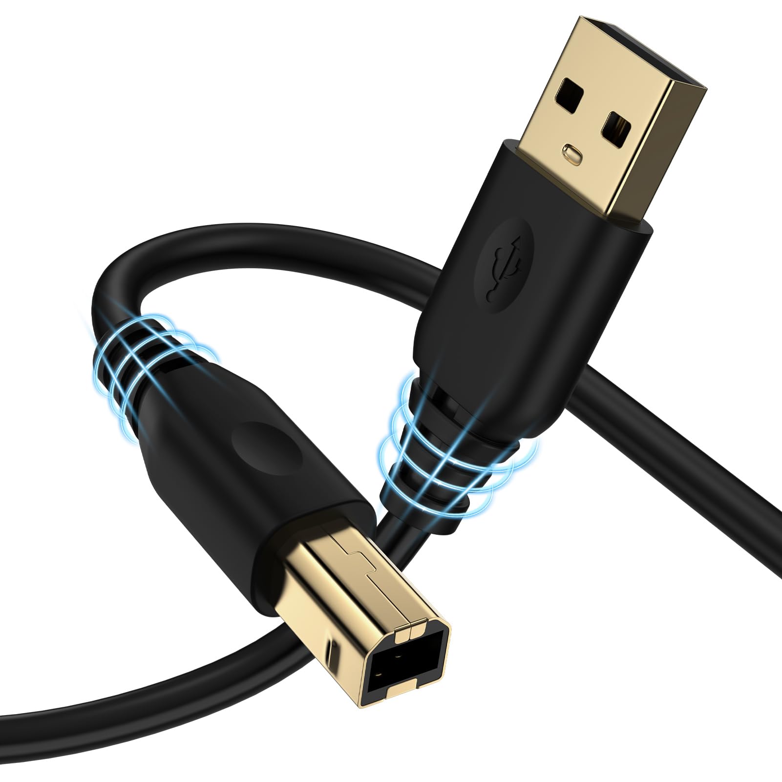 10FT USB 2.0 Printer Cable - Type A to B High-Speed Scanner Cord for HP, Canon, Dell, Epson, Lexmark, Samsung Printers & Laptops - Compatible with Yamaha Casio Digital Piano MIDI Devices - Perfect for Office, Home & Music Studio Setup