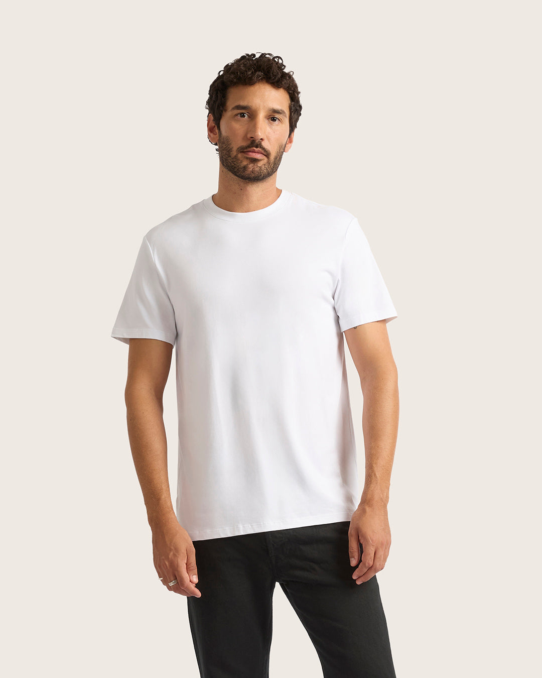 Men's Classic Crew Neck T-Shirt - Soft Cotton Comfort Fit White Tee for Casual Wear & Everyday Outfits