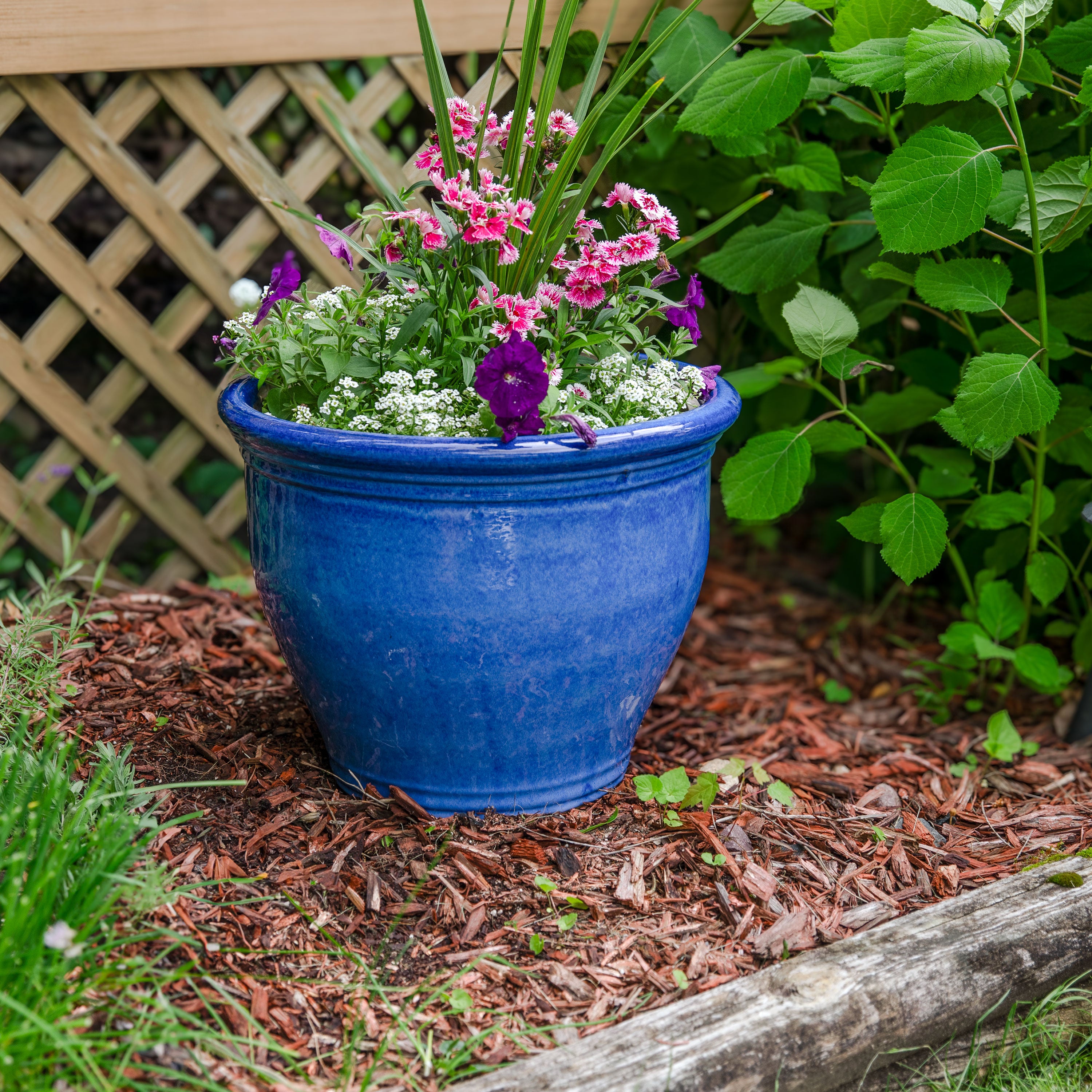 Sunnydaze Studio Round Glazed Ceramic Planter with Drainage Hole - Indoor/Outdoor Flower Pot for Plants, Succulents, Herbs - Perfect for Home, Garden, Patio, and Balcony Decor