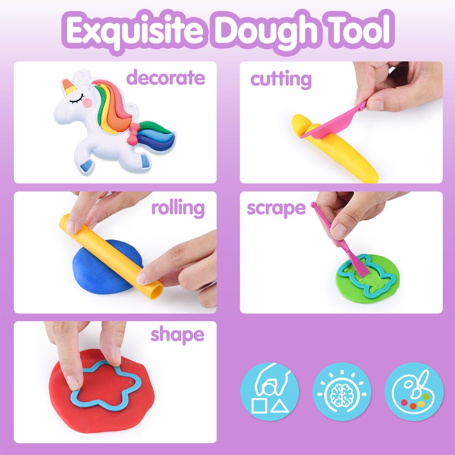 Unicorn Play Dough Set for Kids Ages 4-8 | DIY Ice Cream Making Kit with Molds & Tools | Non-Toxic, Safe Sensory Toy for Girls & Boys | Perfect for Birthday Gifts & Creative Play at Home