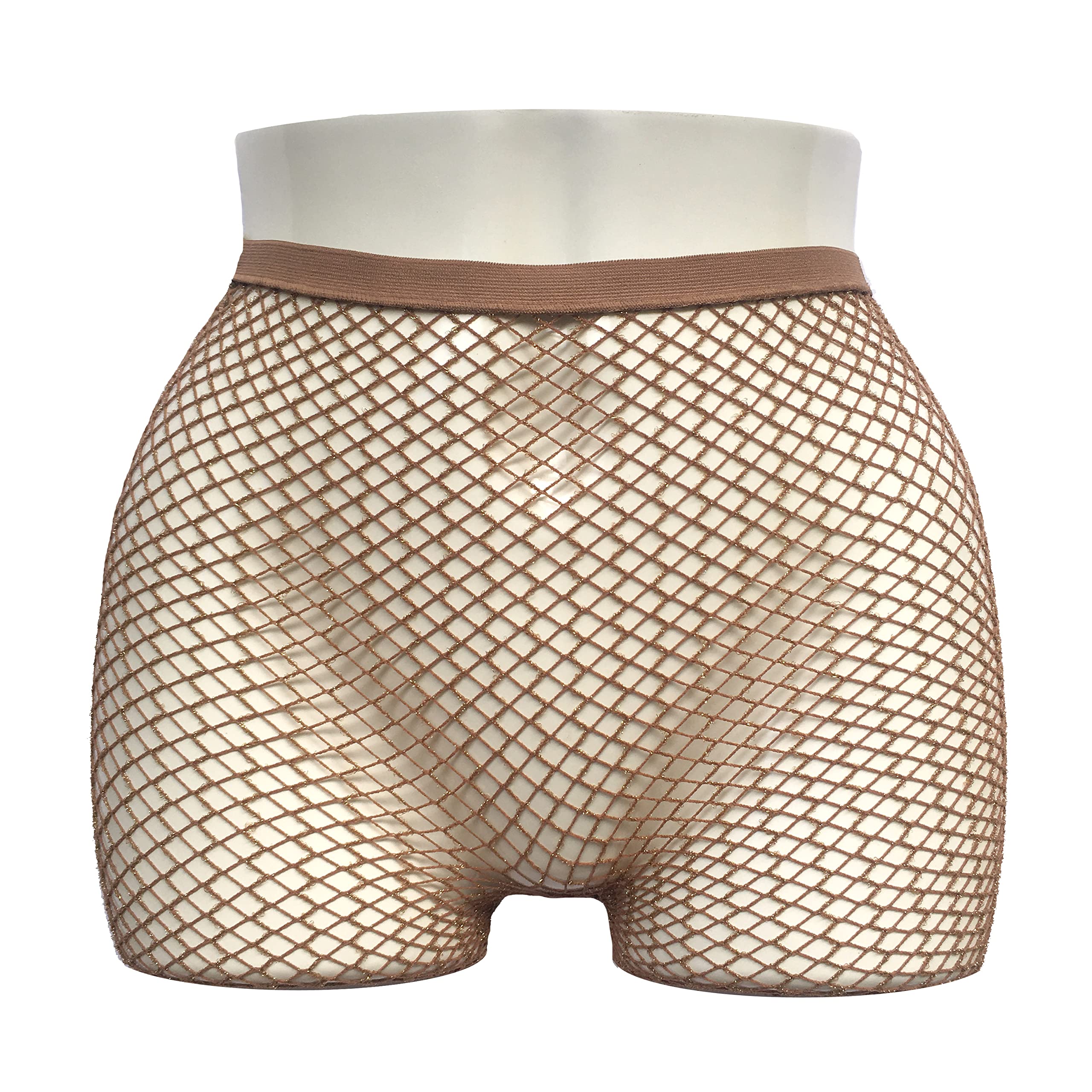 Gold Glitter Fishnet Tights for Women - Skin Tone Carnival Stockings | Sexy Party Legwear for Caribbean Dance, Halloween & Cosplay