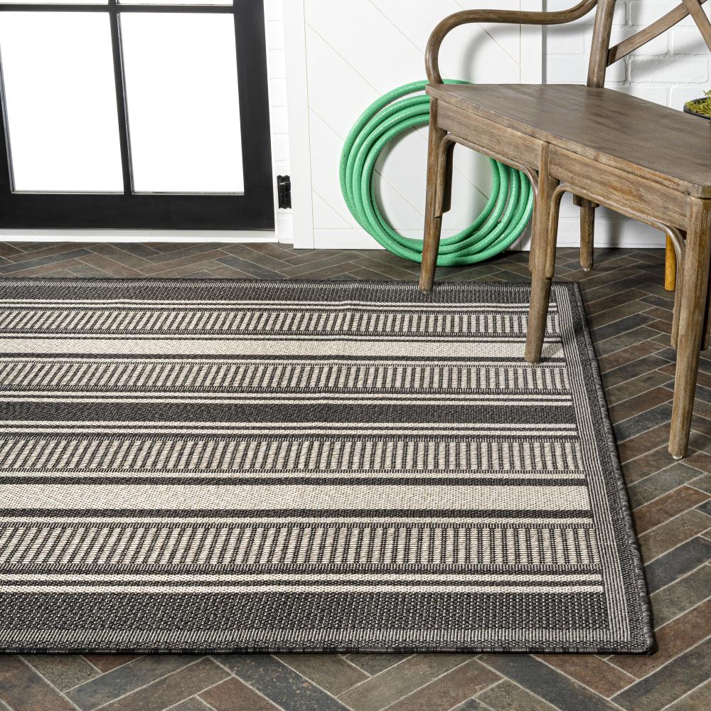 Haynes Modern Double Stripe Indoor/Outdoor Area Rug - Durable & Stylish for Living Room, Patio, Deck - Water-Resistant & Easy to Clean