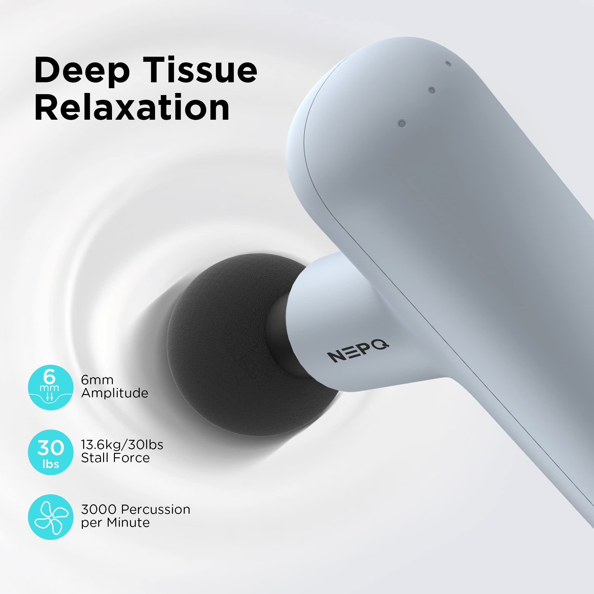 SK6 Mini Massage Gun - Portable Deep Tissue Percussion Muscle Massager with 4 Heads & 4 Speeds for Pain Relief - High-Intensity Vibration, Rechargeable (Gray) - Perfect for Athletes, Office Workers & Home Relaxation