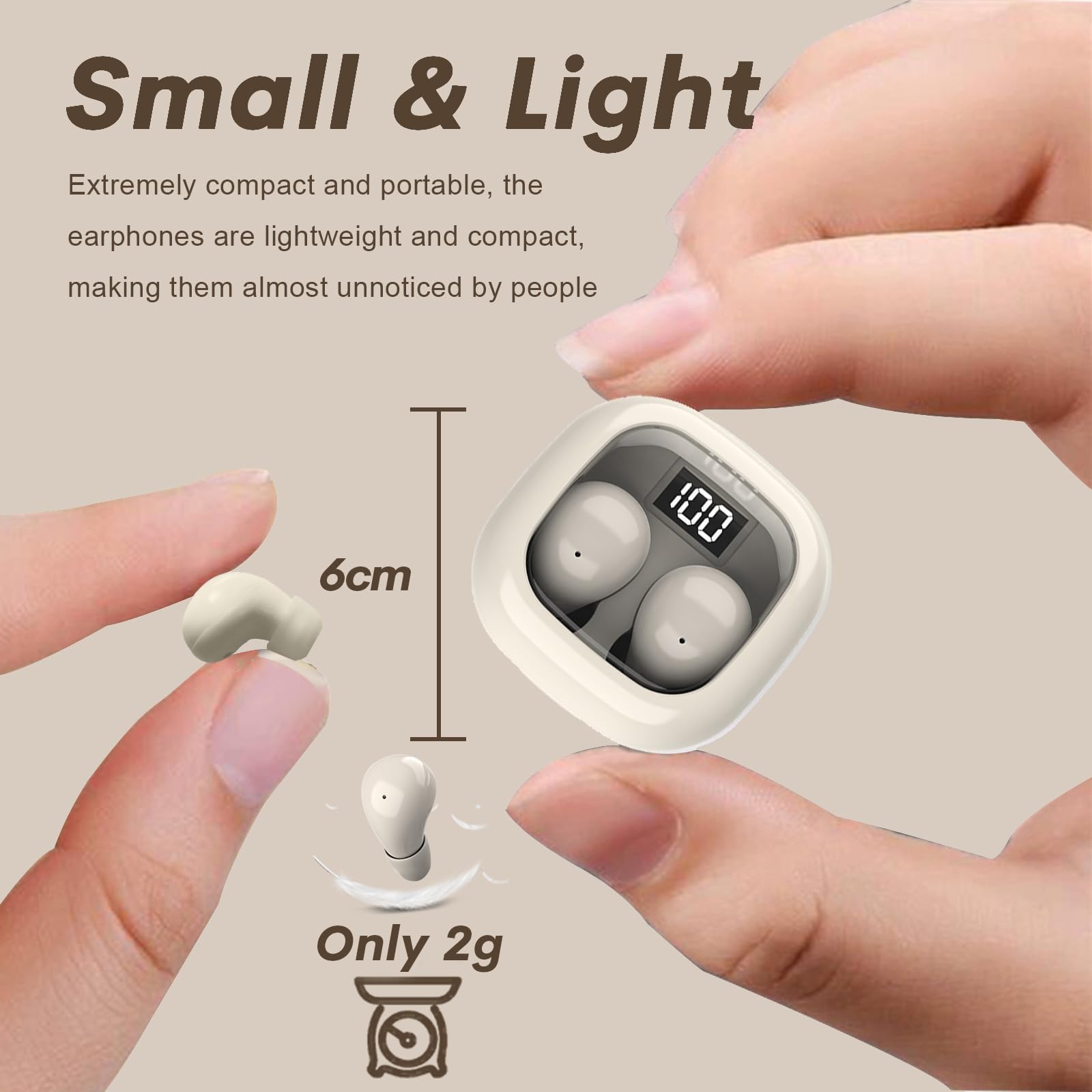 Mini Wireless Bluetooth Earbuds for Kids - Soft Invisible Sleep Earphones with Noise Cancelling for Small Ears, iPhone & Android Compatible | Perfect for Sleeping, Gaming, Work & Spy Use