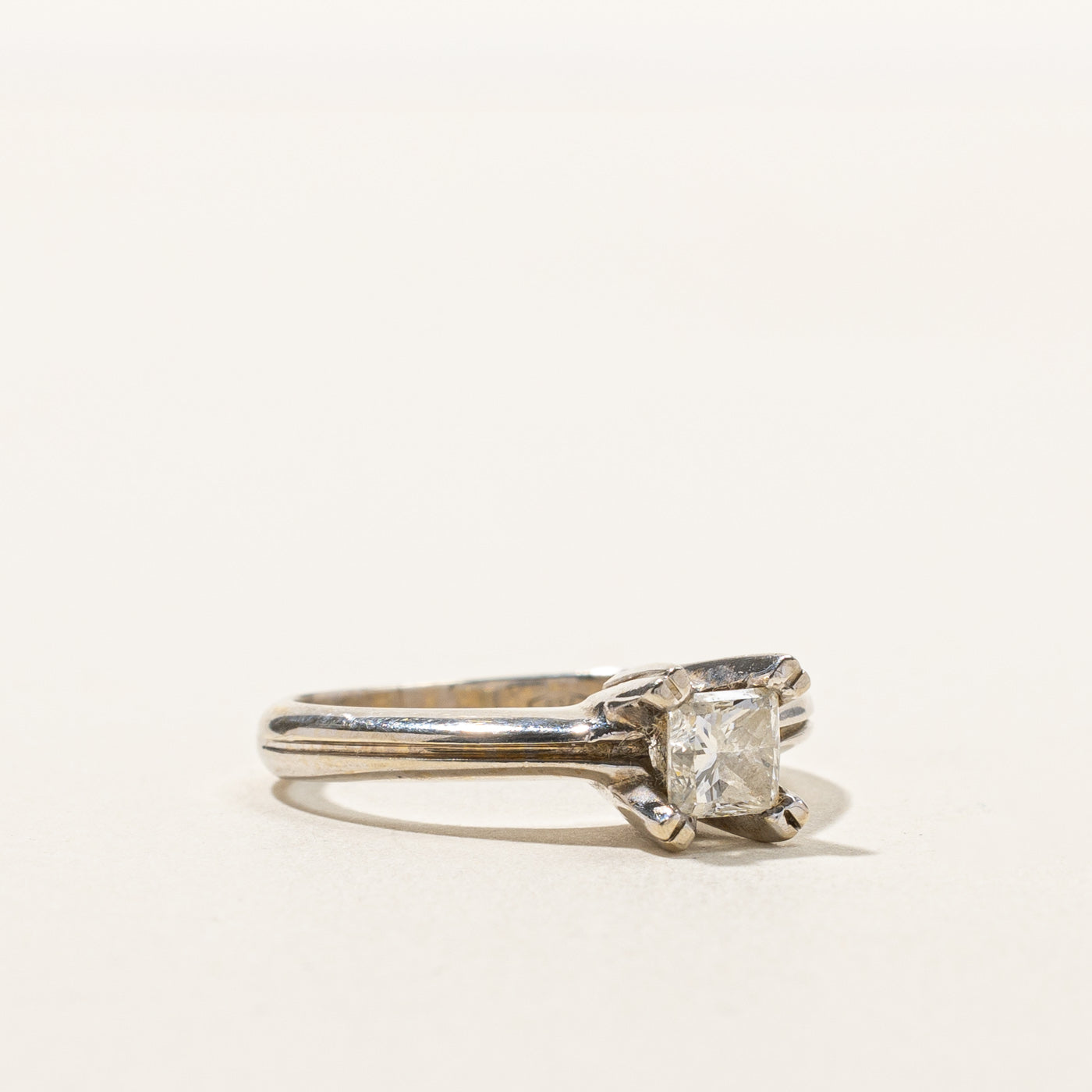 Solitaire Princess Diamond Ring - 0.51 Carat Round Cut Diamond Engagement Ring in Size 6 | 14K White Gold | Perfect for Proposals, Anniversaries & Special Occasions