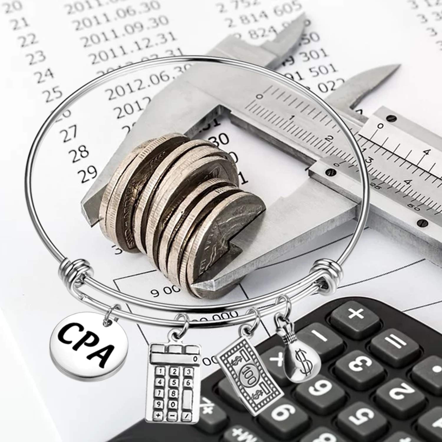 MYOSPARK CPA Accountant Bracelet - Elegant Calculator Charm Bracelet for Accounting Professionals - Perfect CPA Graduation Gift for Women - Office Wear, Business Meetings & Accounting Events