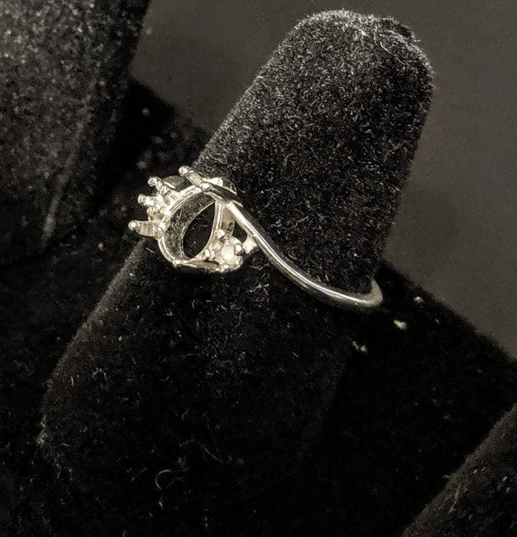 Sterling Silver or 14K Gold 6x4mm & 8x5mm Pear-Shaped Ring Setting with Accents - Size 7 (163673/143673) - Perfect for Engagement Rings, Wedding Bands & Jewelry Making