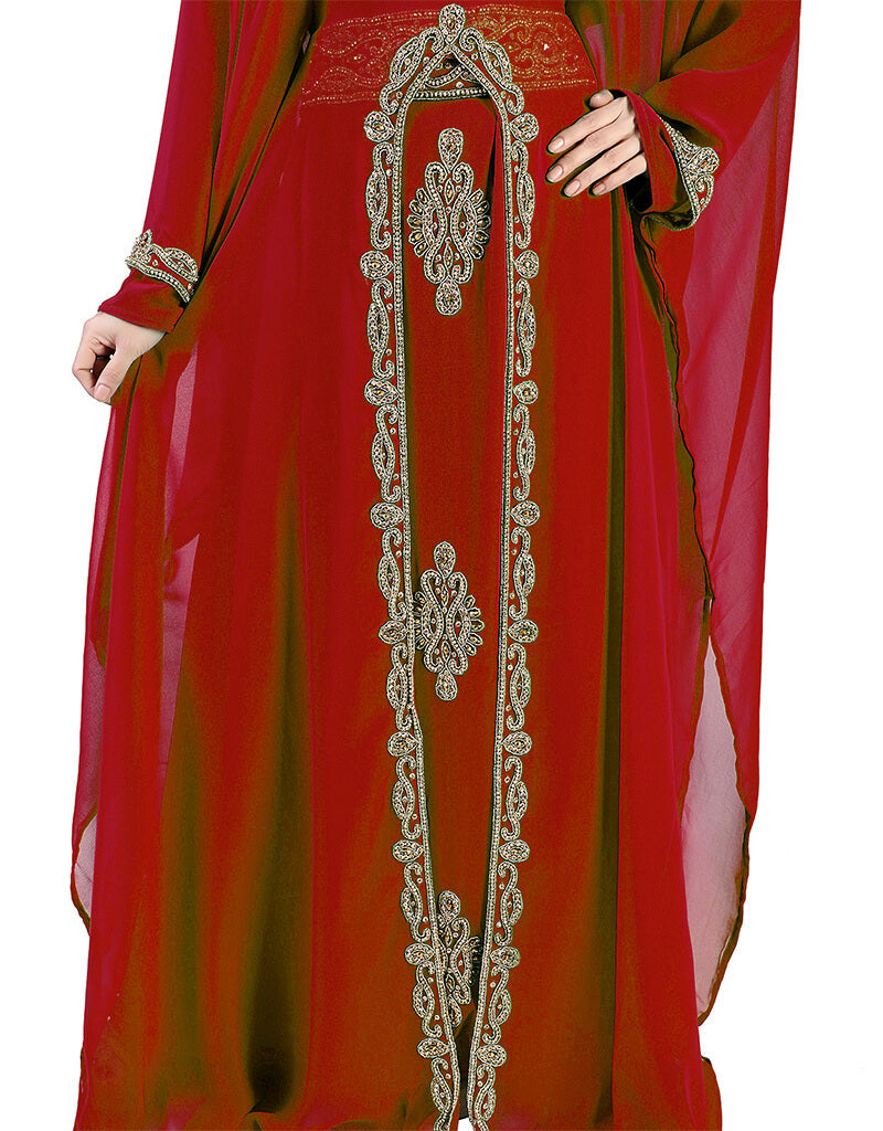 Elegant Red Georgette Heavy Farasha Dress - Perfect for Weddings, Parties & Special Occasions