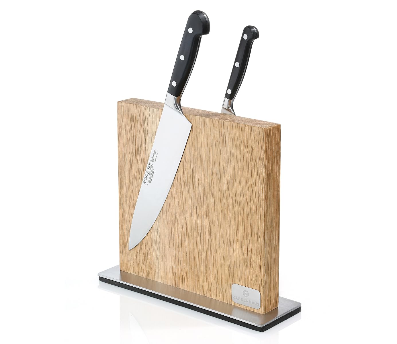 Premium Zassenhaus Magnetic Oak Knife Block - Natural Wood Countertop Knife Holder (11