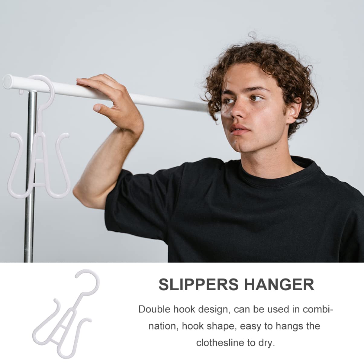 CLISPEED 10-Pack White Plastic Shoe Hangers - Double Hook Shoe Rack Organizer for Drying & Storage - Space-Saving Hanging Shoe Rack for Sneakers, Slippers & Boots - Perfect for Closet, Bathroom & Laundry Room Organization