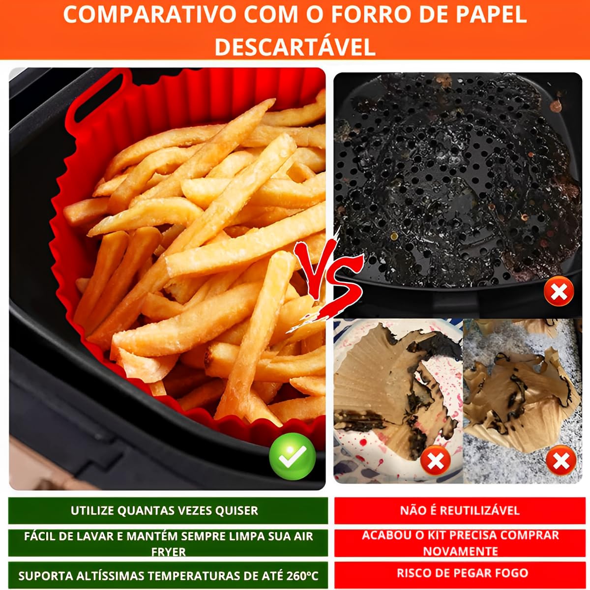 2-Piece Non-Stick Silicone Air Fryer Basket Set with Handle - Reusable, Oven & Microwave Safe for Healthy Cooking | Perfect for Roasting, Baking, and Reheating Food