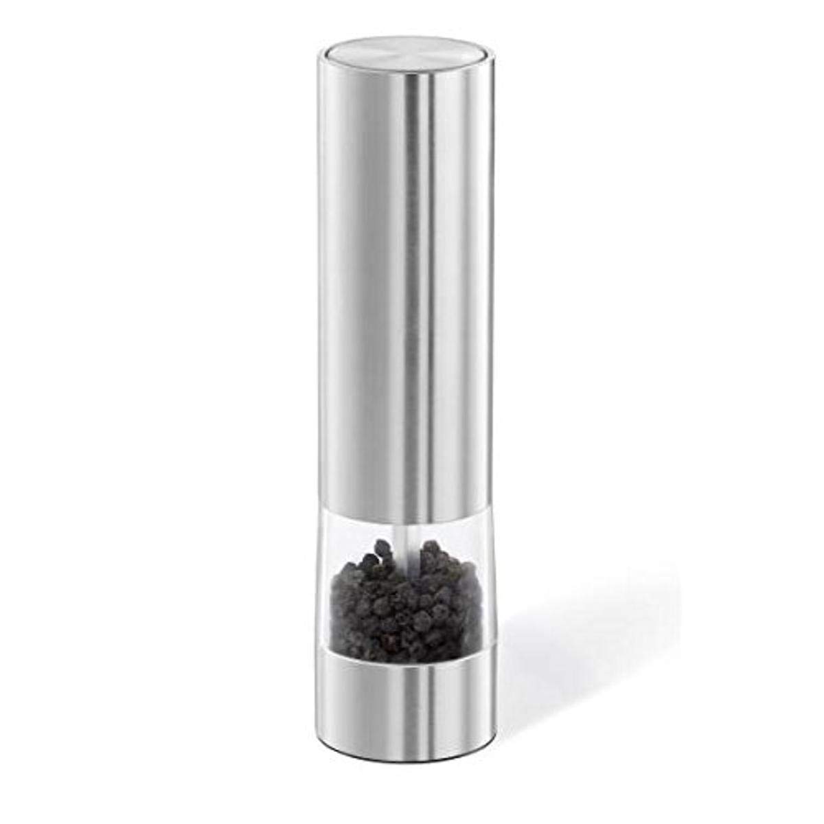 MONINO Electric Pepper Mill - Rechargeable Battery Operated Salt & Spice Grinder with Carbon Steel Blades, 6.7 Inch Adjustable Coarseness - Perfect for Kitchen, Dining Table & Outdoor Cooking (Silver)