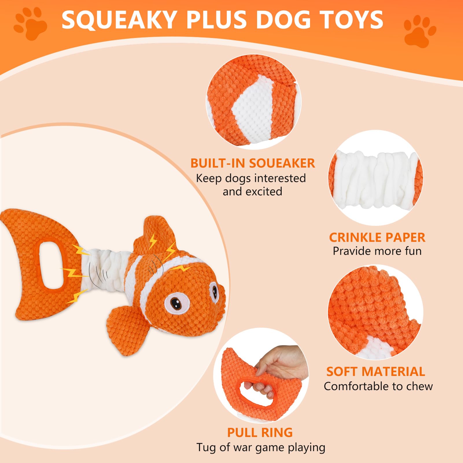 Durable Squeaky Dog Toys for Small, Medium & Large Dogs - Interactive Tug of War Puppy Toys with Soft Fabric for Indoor & Outdoor Play | Perfect for Training, Fetch Games & Bonding with Your Pet