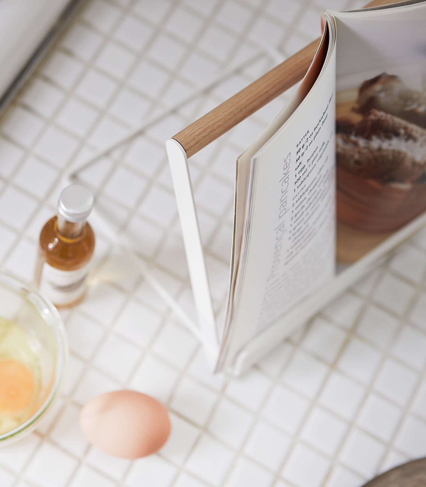 Sturdy Tablet & Cookbook Stand - Steel & Wood Holder for Kitchen, Office & Reading - Perfect for Recipes, eBooks & Hands-Free Viewing