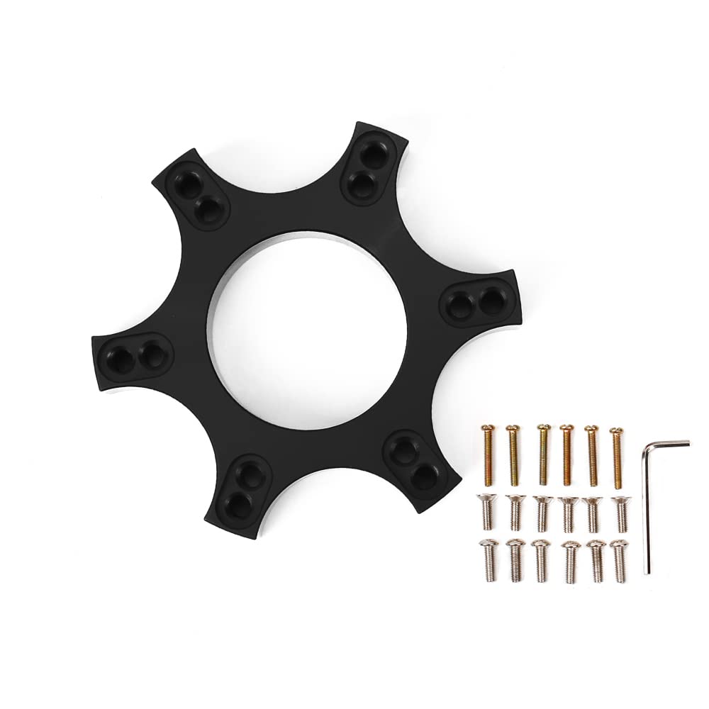 RASTP 70mm Aluminum Steering Wheel Adapter Plate - Compatible with Thrustmaster T300RS & 13-14 Inch Wheels (Black) | Perfect for Racing Simulator Setups & DIY Steering Wheel Upgrades
