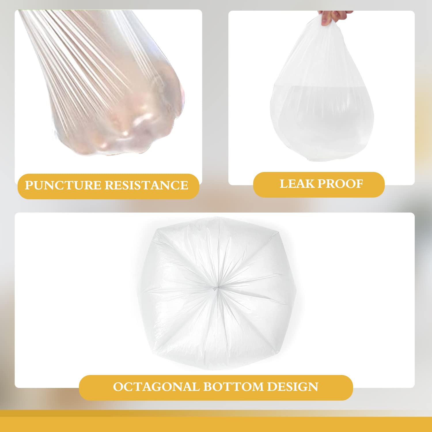 Medium Trash Bags 6-8 Gallon | White Unscented Garbage Can Liners (50 Count) | Perfect for Bathroom, Bedroom, Office & Kitchen Waste Disposal