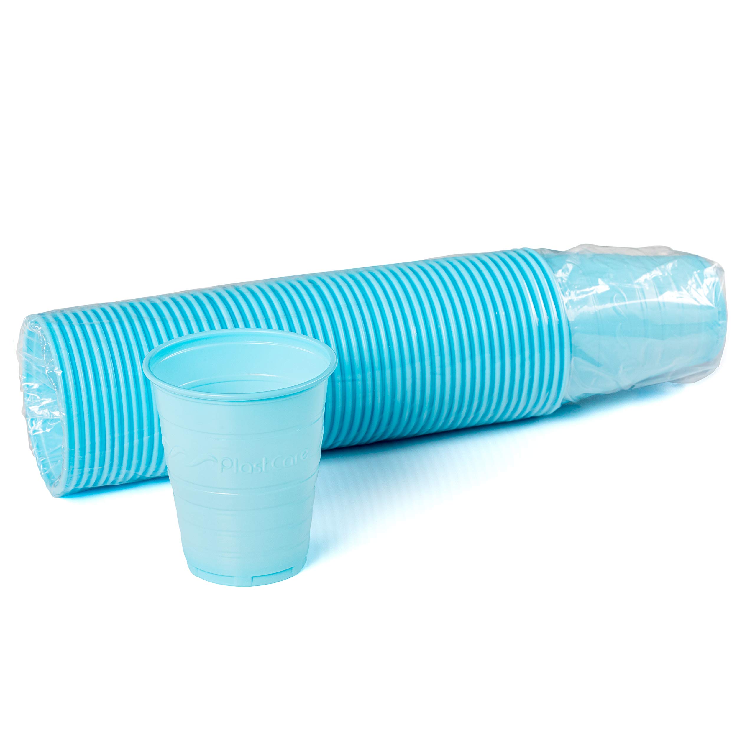 200 Pack 5 oz Disposable Plastic Cups - Ribbed Design Drinking Cups for Water, Juice, Soda & Mouthwash Rinse - Durable & BPA-Free (Blue) - Perfect for Parties, Picnics, Dental Clinics & Home Use