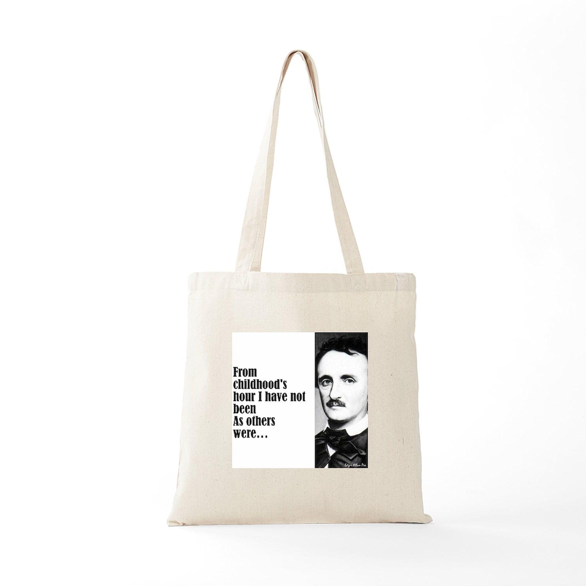 Poe Childhood's Hour Tote Bag - Natural Canvas Reusable Shopping Bag for Books, Groceries & Beach Essentials | Eco-Friendly Literary Gift for Book Lovers