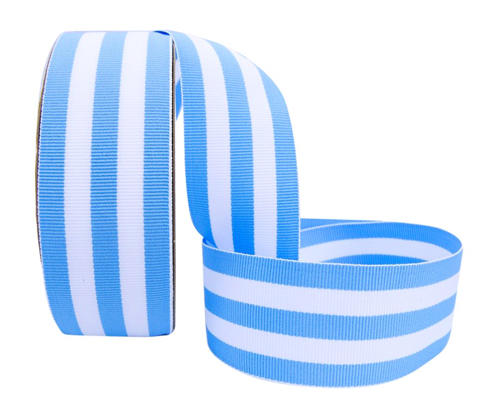7/8 Inch Blue Grosgrain Ribbon by The Yard - 100% Polyester Mono Stripes Ribbon for Gift Wrapping, Crafts & DIY Projects