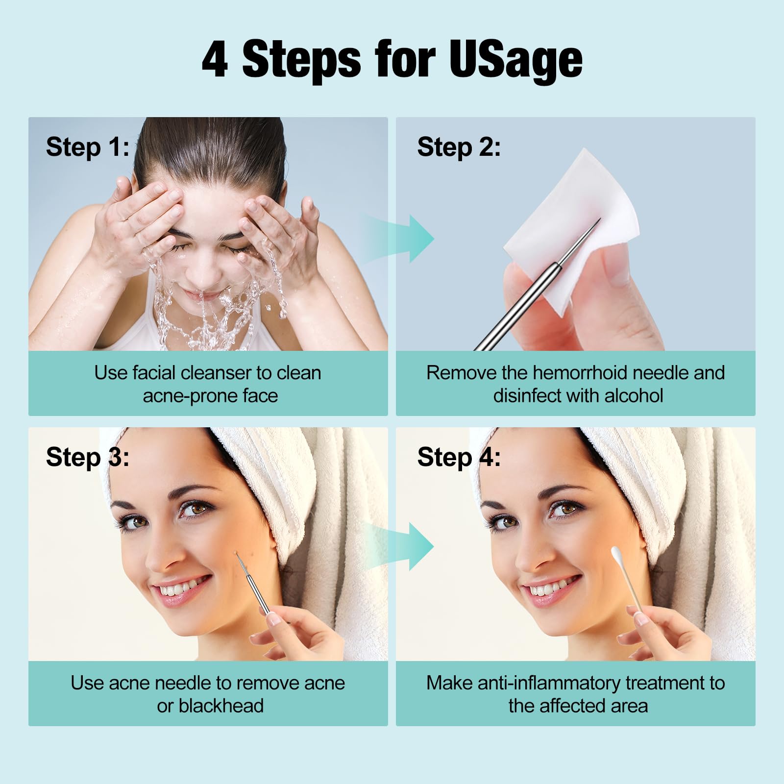 3Pcs Blackhead Remover Kit - Acne Treatment Tools for Face & Nose Care