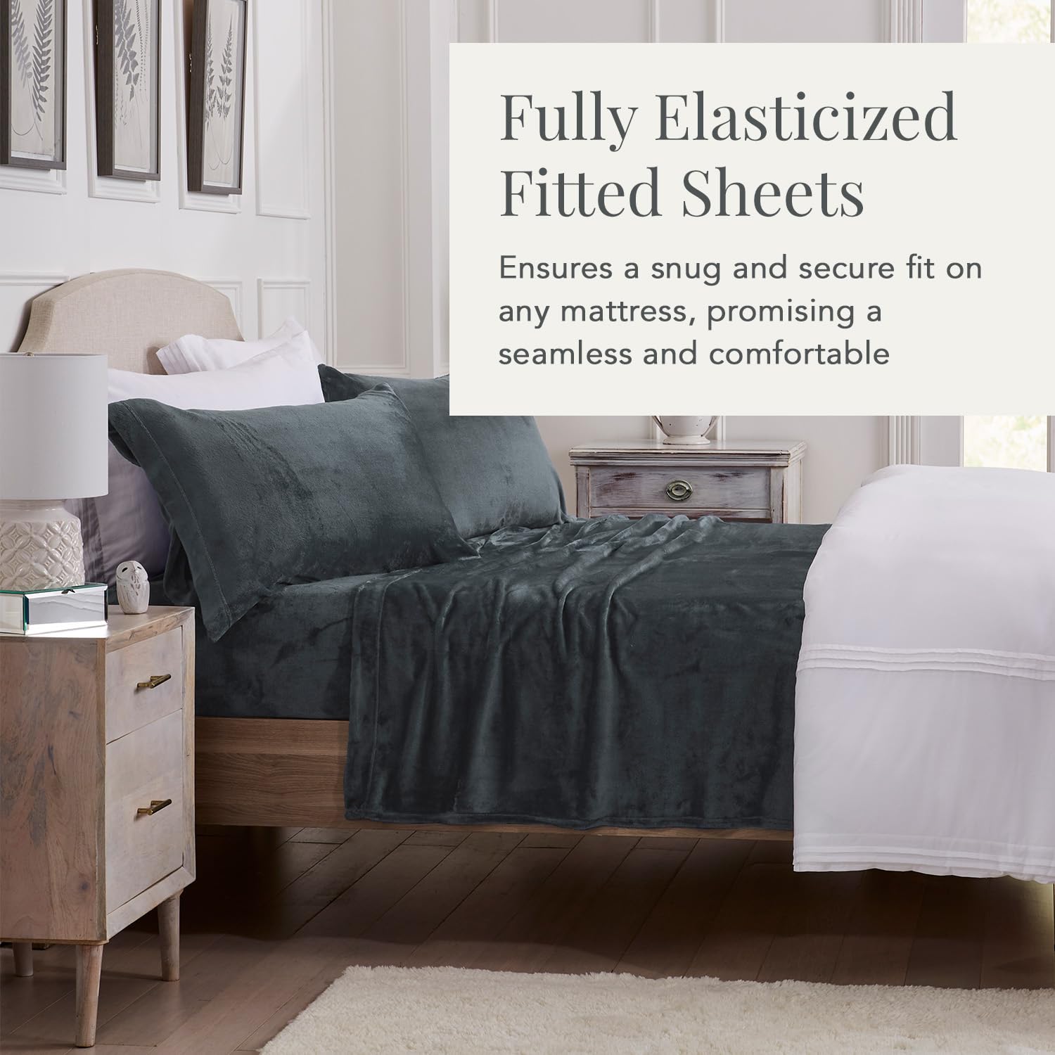NY Loft Ultra Soft Micro Fleece Sheets Set - Queen Size Dark Grey with Extra Deep Pockets | Super Plush Polar Fleece Bedding for Winter | Velvet Plush Cozy Warmth Bed Sheets | Tribeca Collection | Perfect for Cold Nights, Guest Rooms & Cozy Bedroom Decor