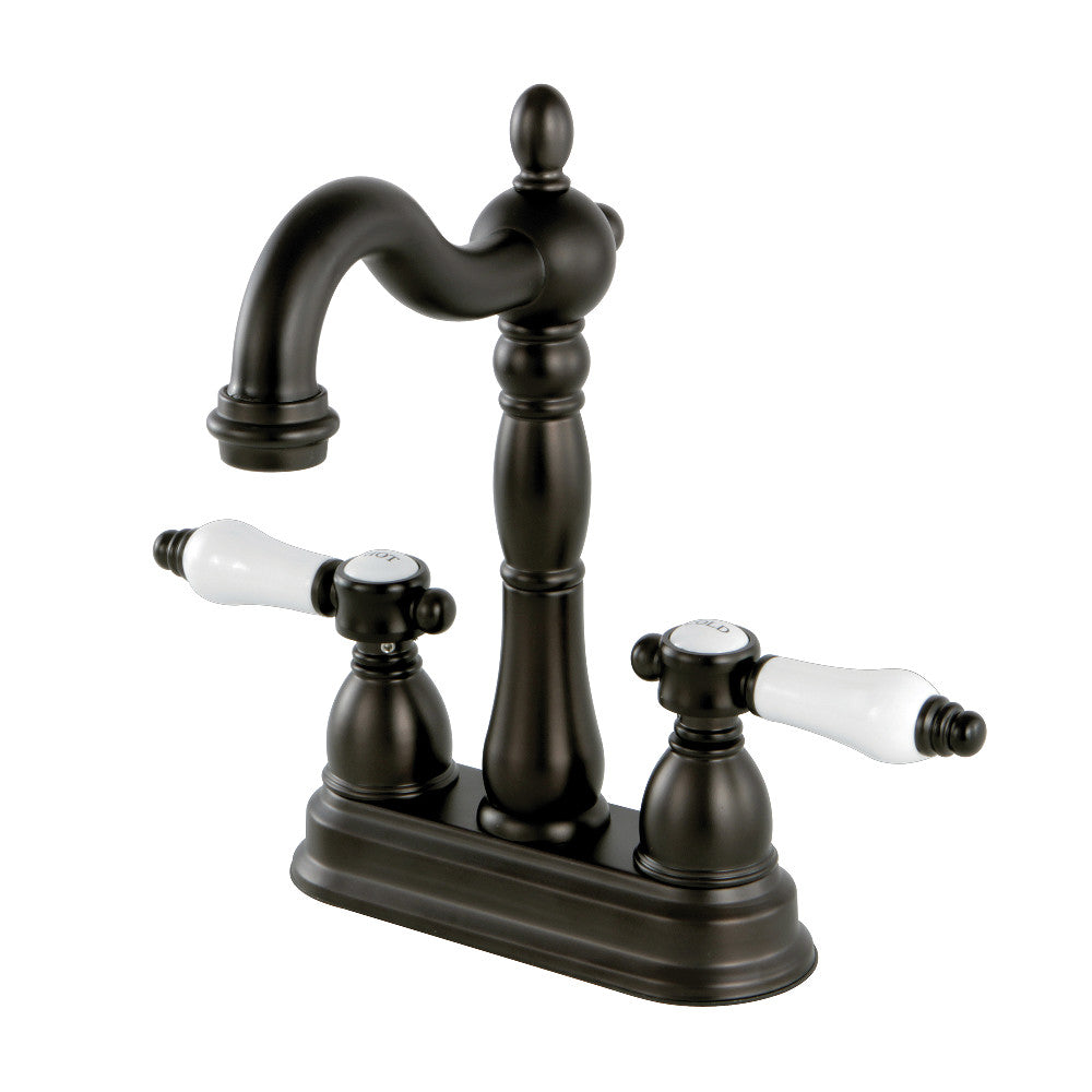 Kingston Brass KB1491BPL Bel Air Two Handle Bar Faucet - Premium Brass Kitchen Sink Faucet with Dual Handles for Home & Commercial Use - Perfect for Bars, Restaurants, and Modern Kitchens