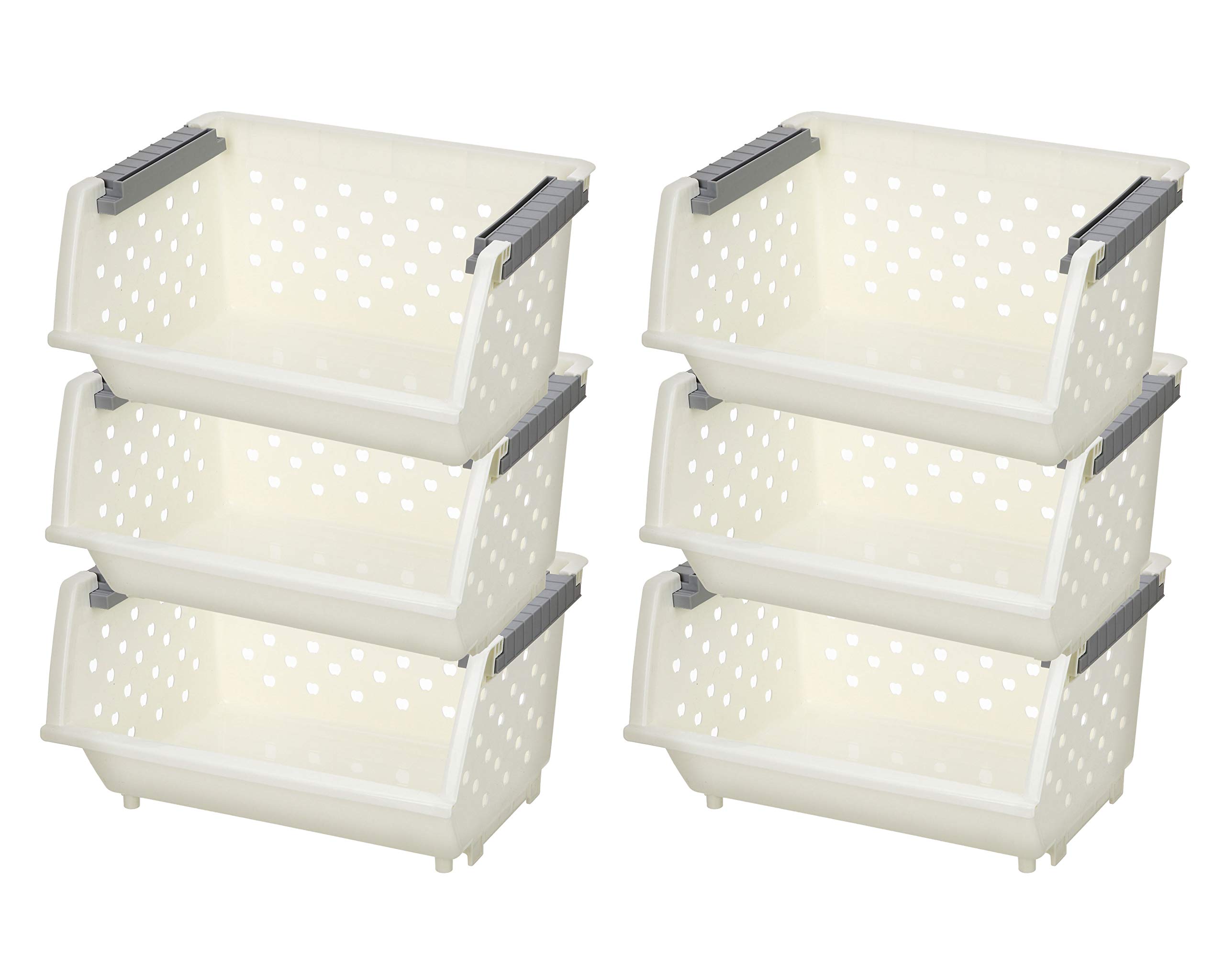YBM Home 6-Pack Stackable Plastic Storage Bins - Organizer for Kitchen, Garage & Outdoor Use | Perfect for Canned Foods, Tools, Toys & Hardware | Durable Open-Front Design (2150) | Ideal for Pantry Organization, Garage Storage & Kids' Toy Containers