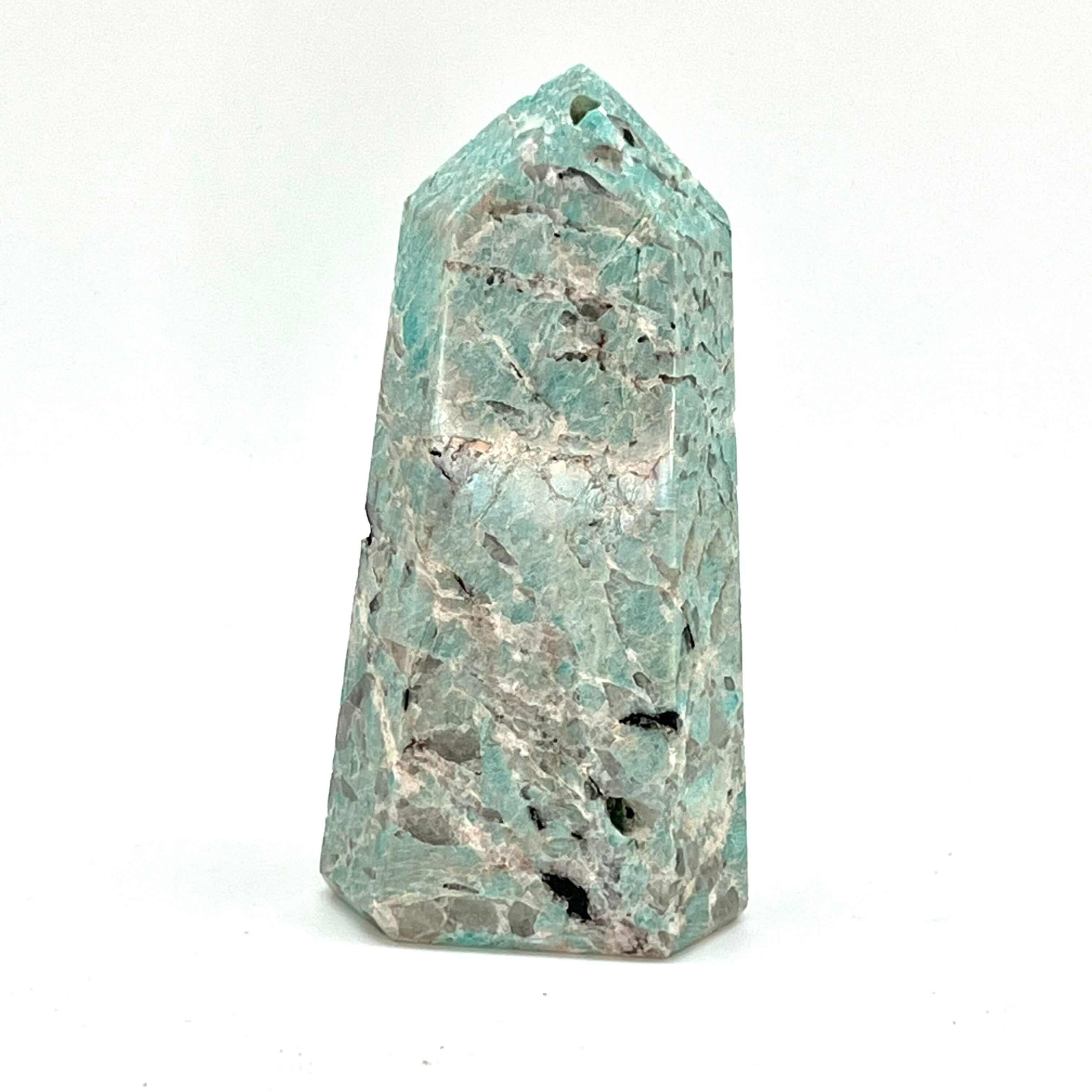 Amazonite Crystal Healing Stone - Polished Tower Point for Meditation, Reiki, and Home Decor | Natural Gemstone for Positive Energy & Spiritual Growth