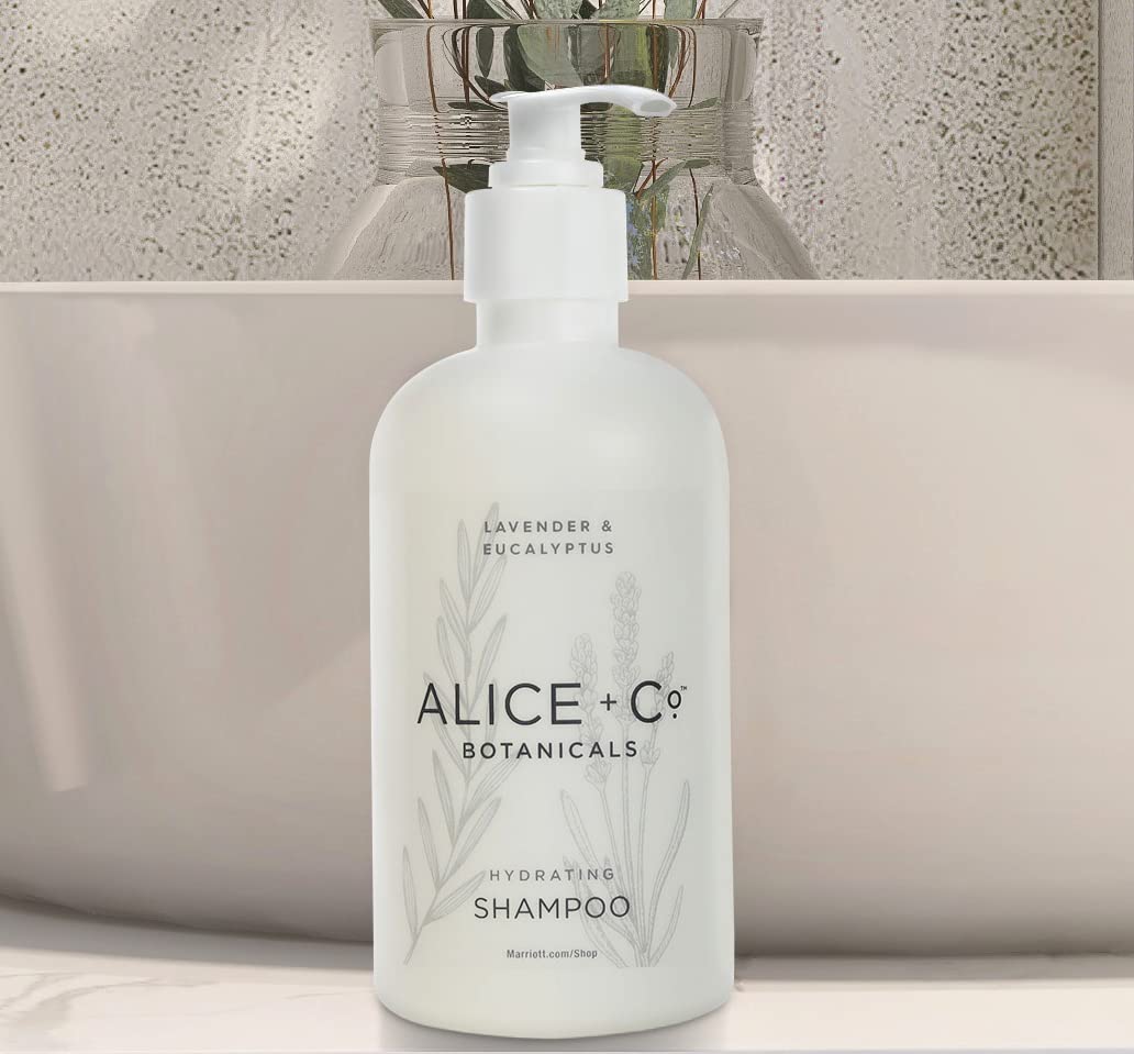 Fairfield by Marriott Hotel Bath Amenities Set - Lavender & Eucalyptus Shampoo, Conditioner, Body Wash & Lotion (8.5 oz) - Travel Size Hair & Body Care Kit for Hotels, Gyms & On-the-Go Use