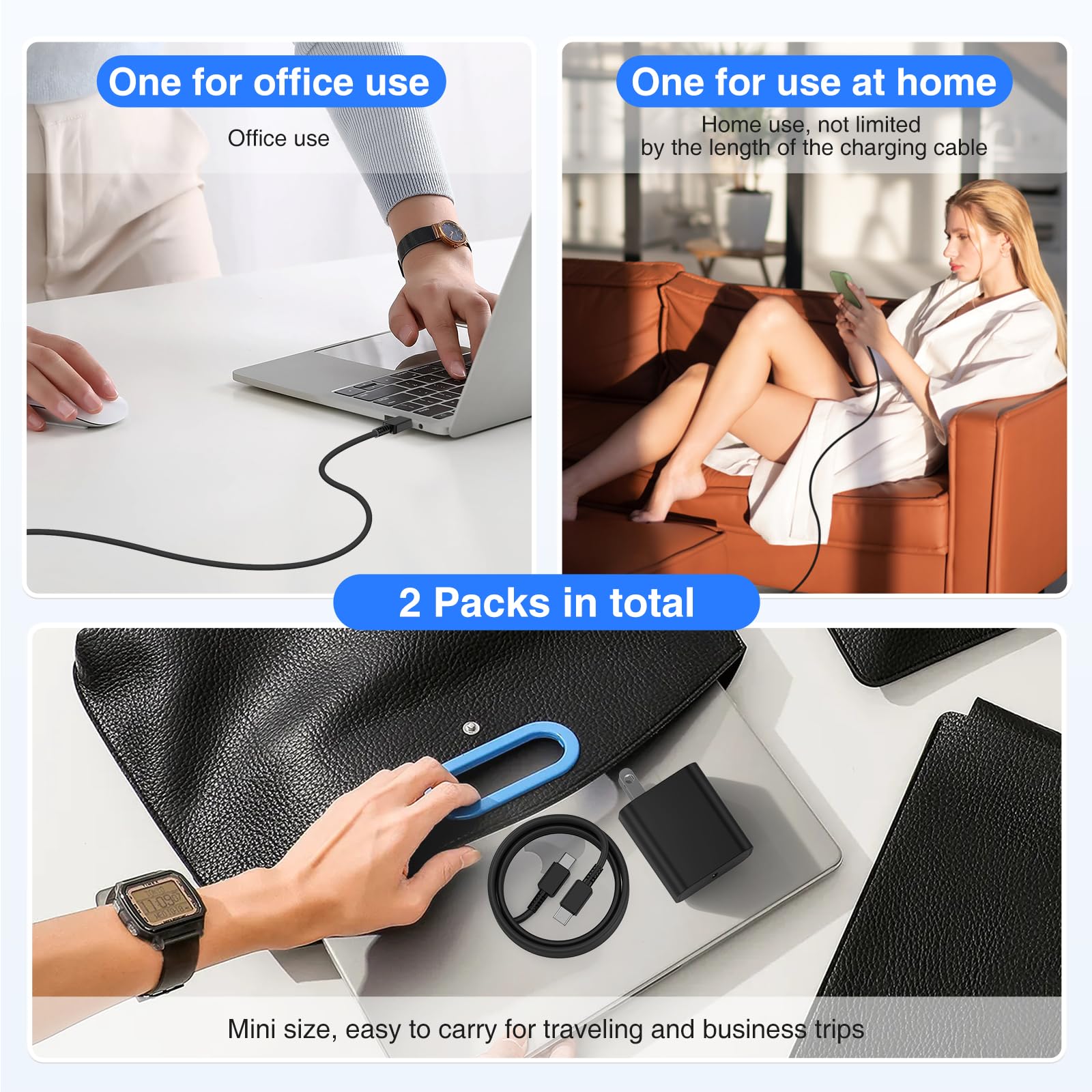 45W USB-C Fast Charger Block & 6+10FT USB-C to USB-C Cable 2-Pack - Compatible with Samsung Galaxy S24 Ultra/S24+/S23/S22/S21 Ultra/Plus, iPad Pro/Air/Mini, Android Phones - Perfect for Home, Office & Travel Charging
