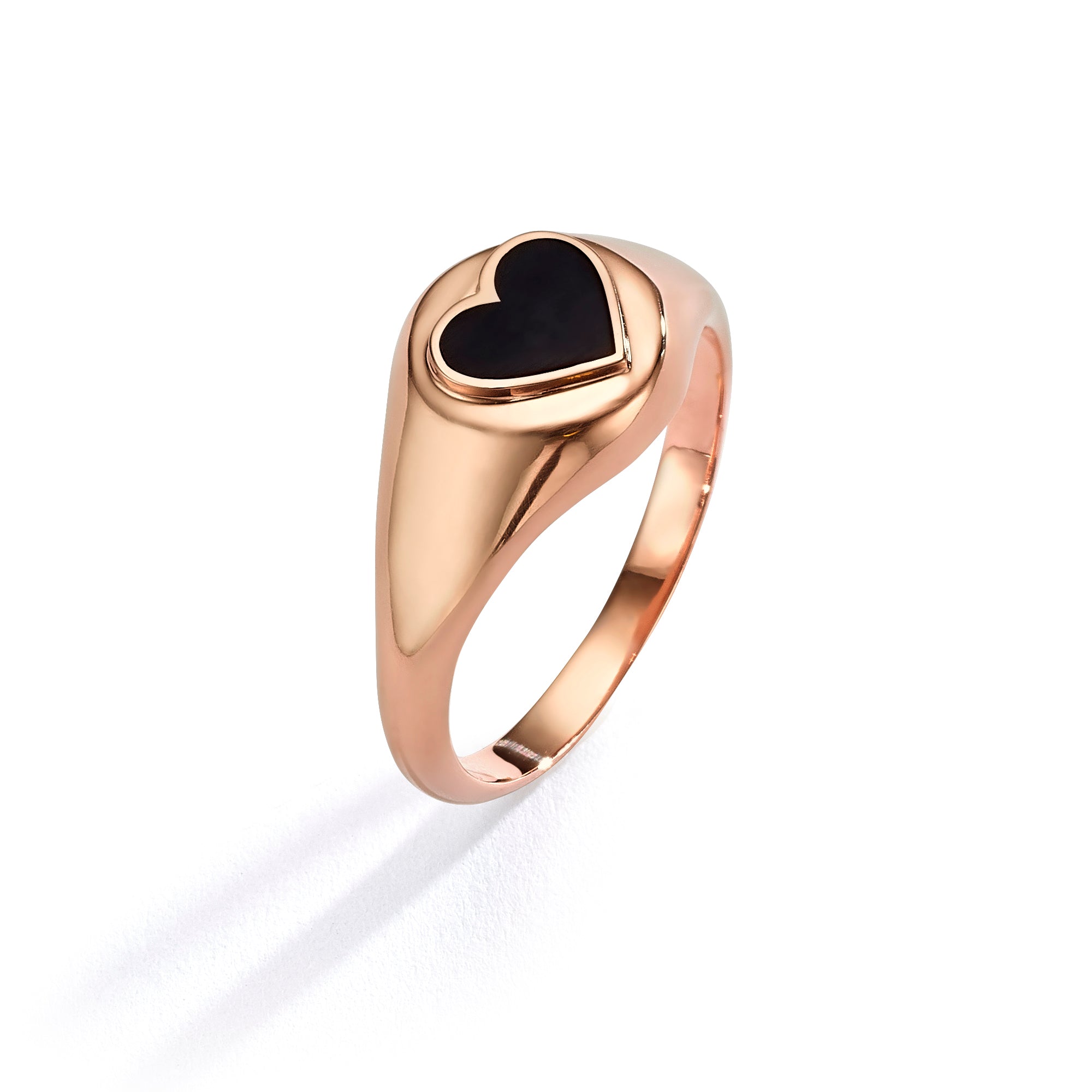 Elegant Heart Pinky Ring in Black - Perfect for Valentine's Day Gifts, Anniversary Presents & Romantic Occasions