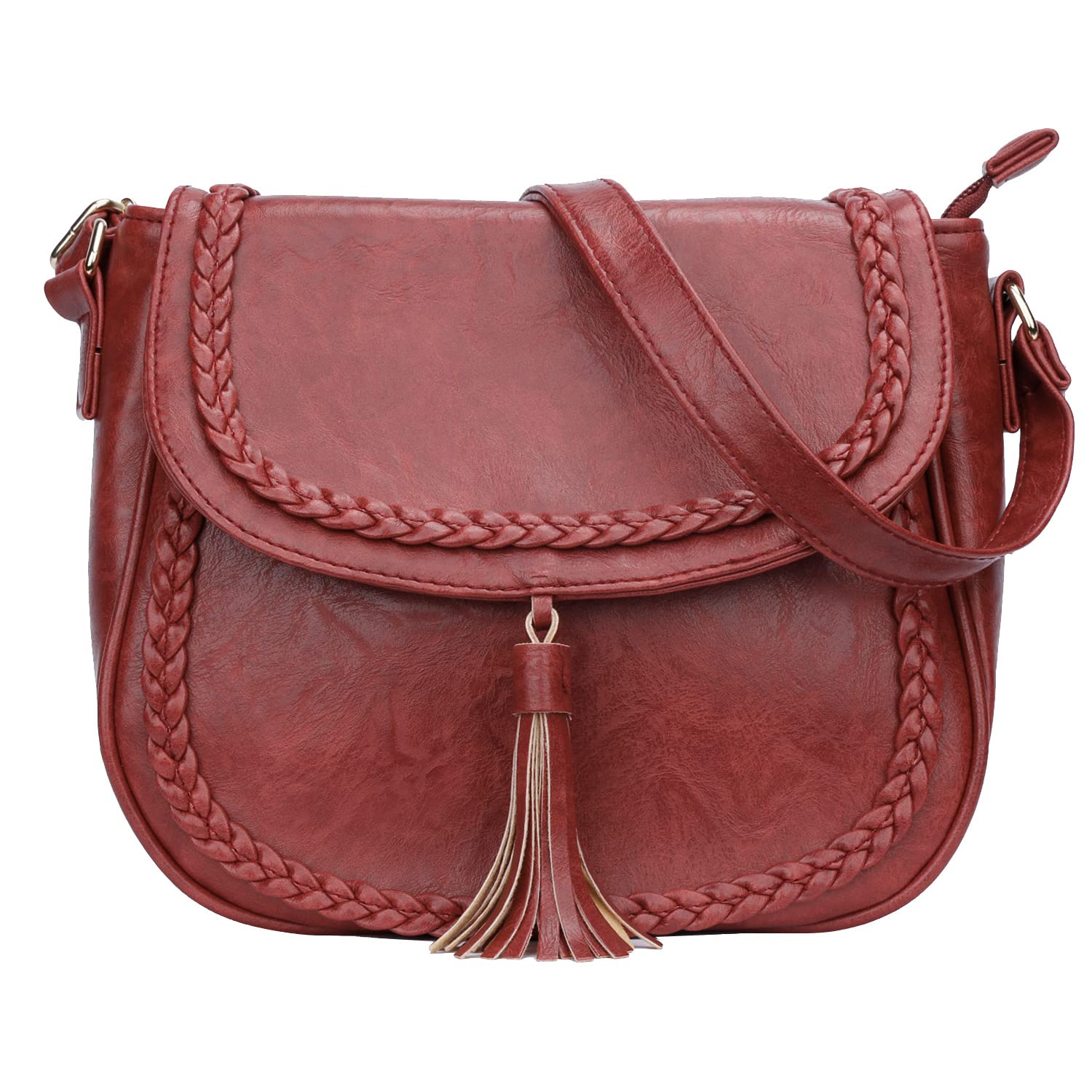 KKXIU Women's Casual Flap Saddle Crossbody Bag with Tassel - Stylish Purse & Handbag for Everyday Use, Shopping, Travel and Work