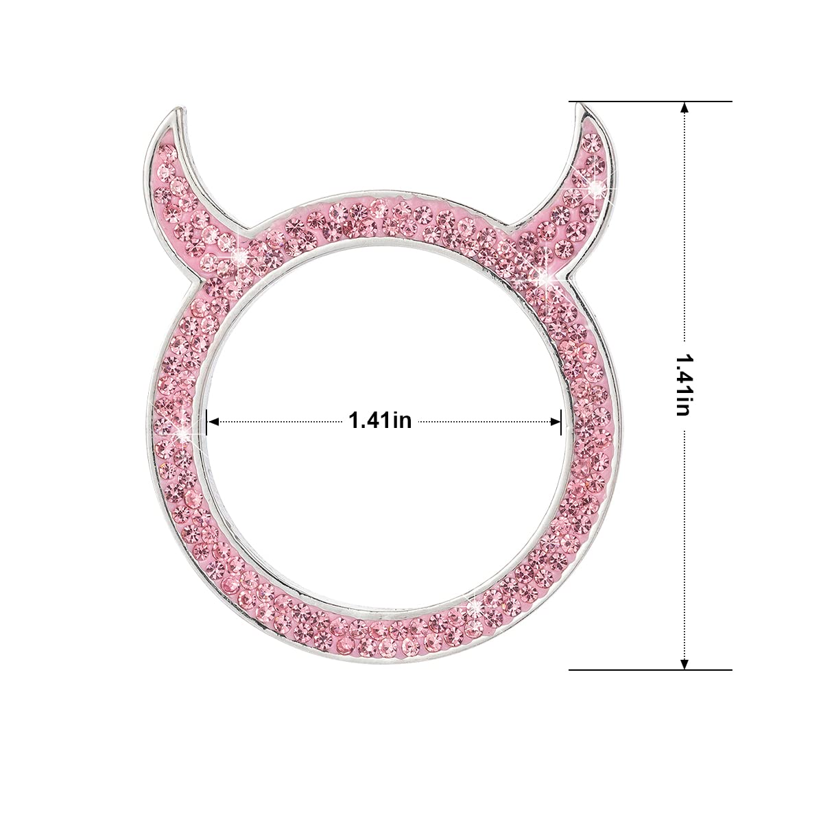 Bling Crystal Car Engine Start Stop Button Decoration Ring - 2 PCS Rhinestone Push Start Stickers for Auto Interior Decor, Little Devil Sparkly Accessories (Pink) | Perfect for Car Customization, Gift Giving & Vehicle Aesthetic Enhancement