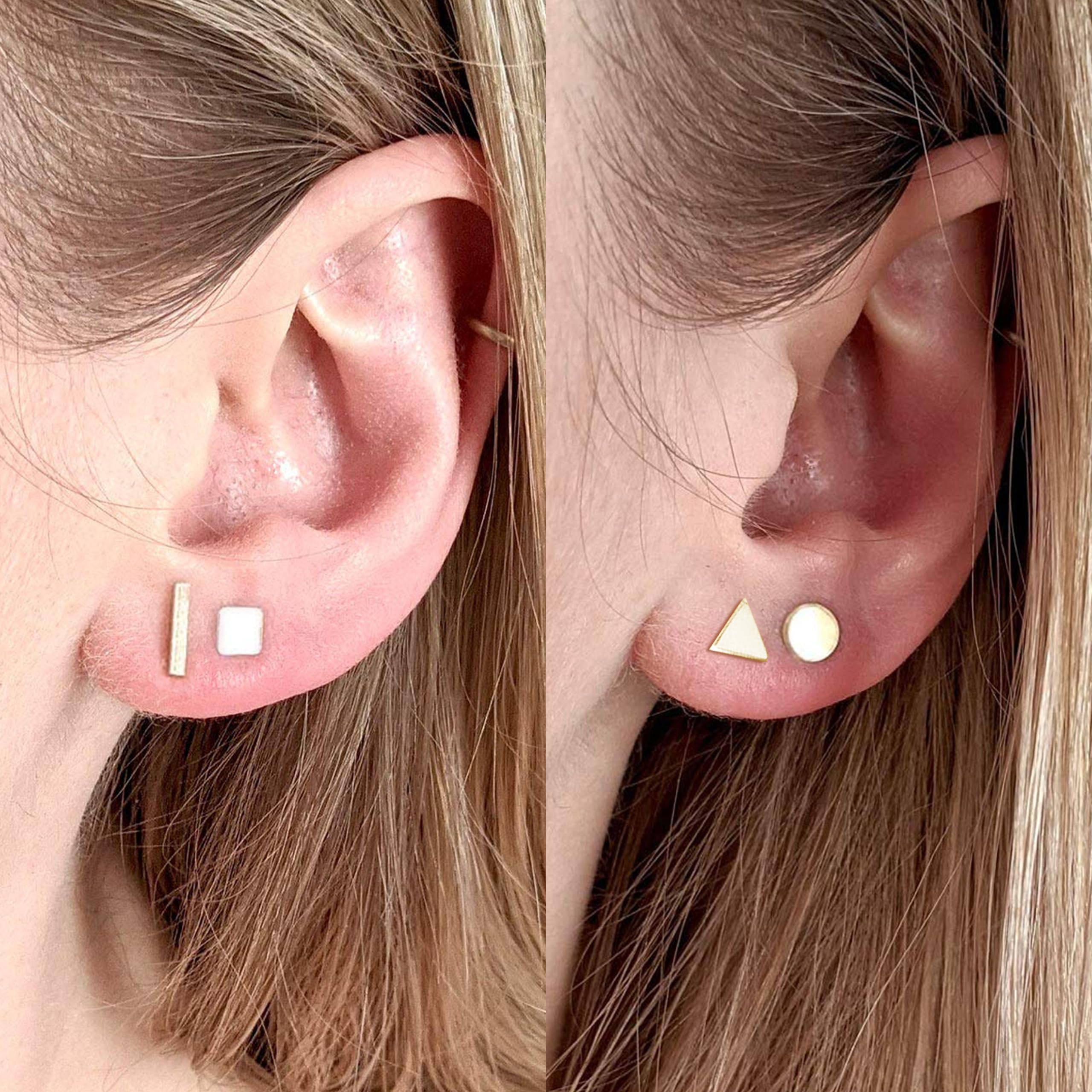 Minimalist Gold Stud Earrings for Women - Simple Circle Bar Earrings, Dainty Jewelry Gift Set for Her | Perfect for Everyday Wear, Office & Special Occasions