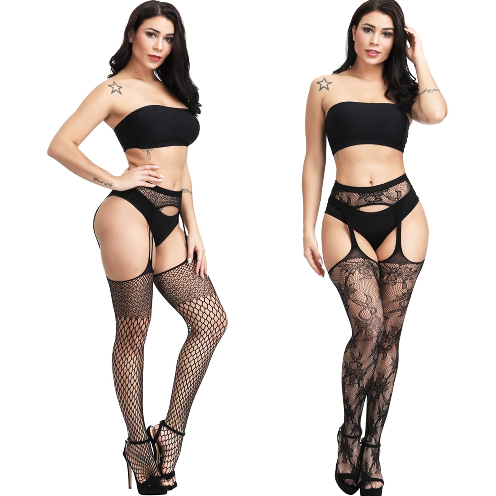 6 Pairs Women's Sexy Fishnet Stockings - High Waist Elastic Tights for Party, Halloween & Cosplay - Comfortable & Stretchy Fashion Hosiery