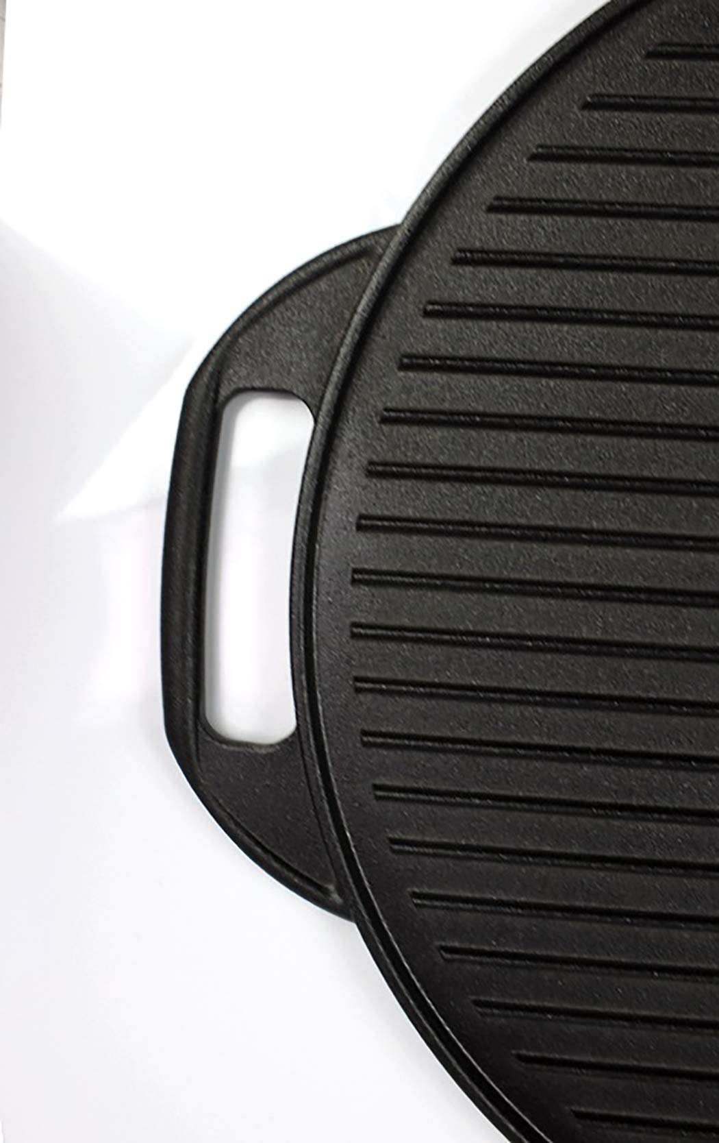 Cast Iron Double-Sided Grill and Griddle Pan - Reversible 41cm Baking Pan with Easy-Grip Handles - Perfect for Indoor/Outdoor Cooking, Camping & BBQ