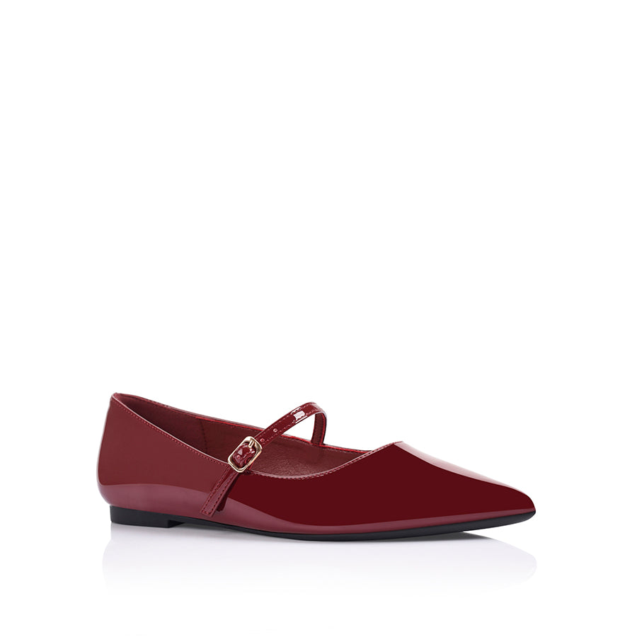 Best Women's Iguana Mary Jane Flats - Wine Patent Leather Comfortable Slip-On Shoes for Work, Office, and Casual Outfits