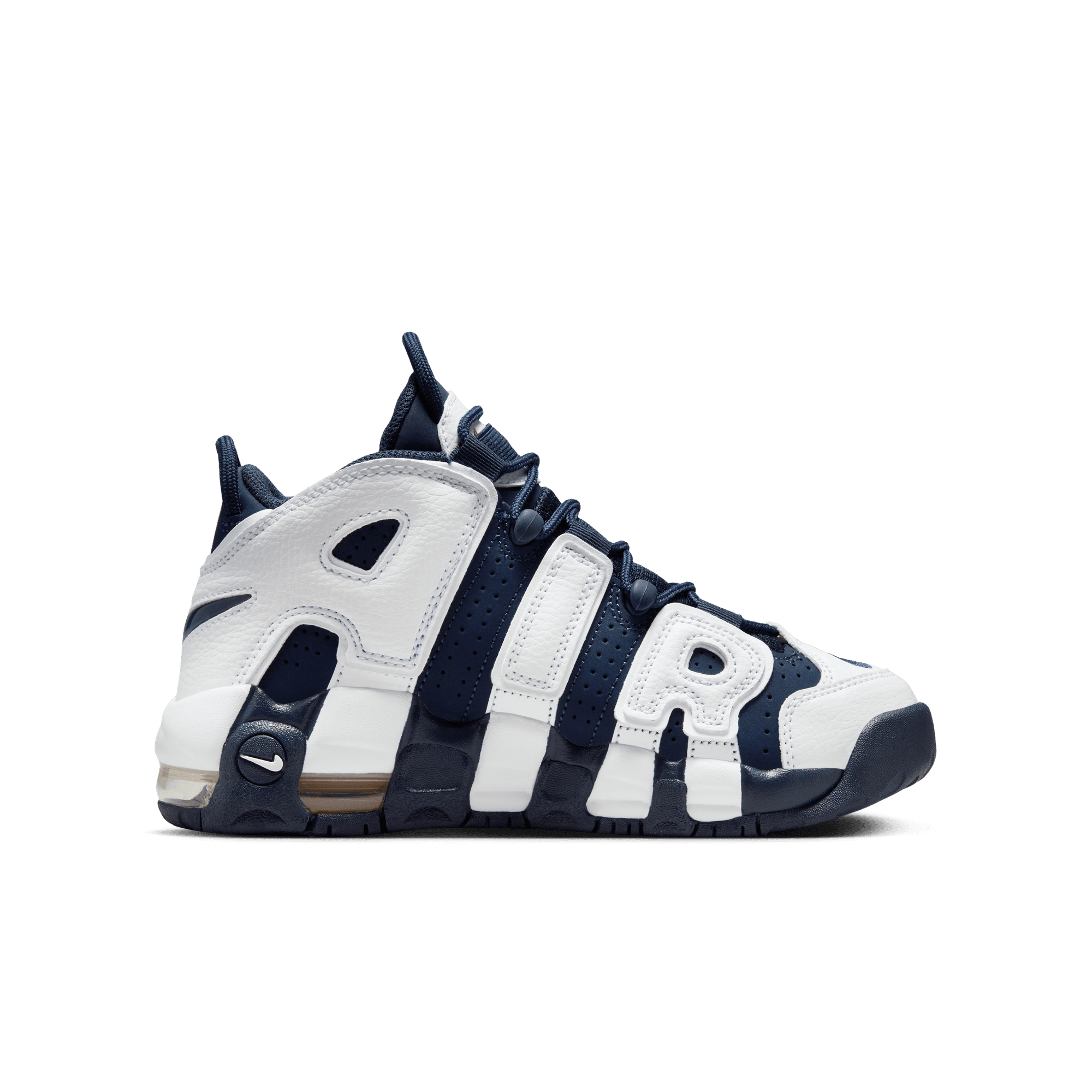 Nike Air More Uptempo GS Olympic White/Red Basketball Shoes for Girls - Comfortable Retro Sneakers for School, Sports & Street Fashion